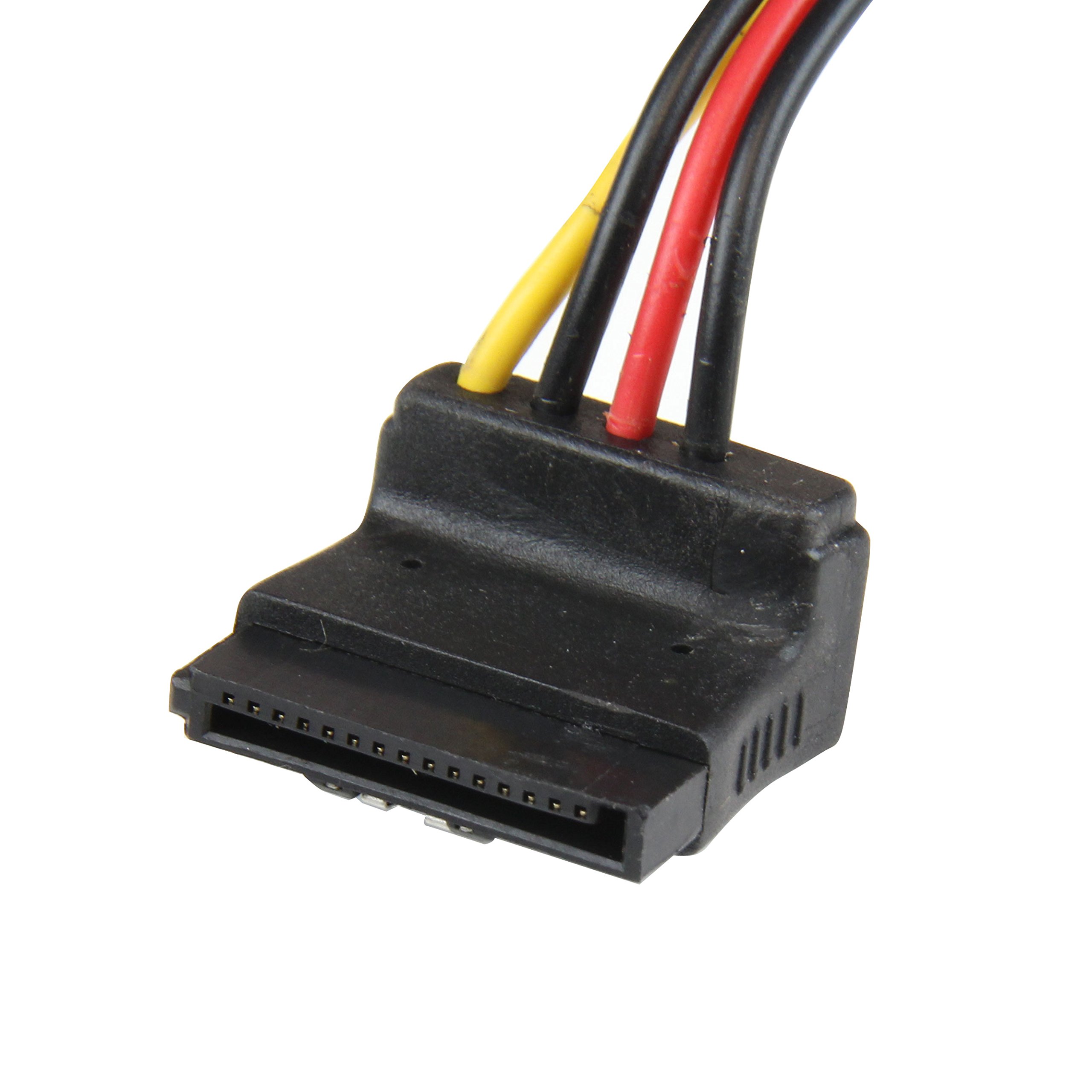 12in LP4 to 2x Right Angle Latching SATA Power Y Cable