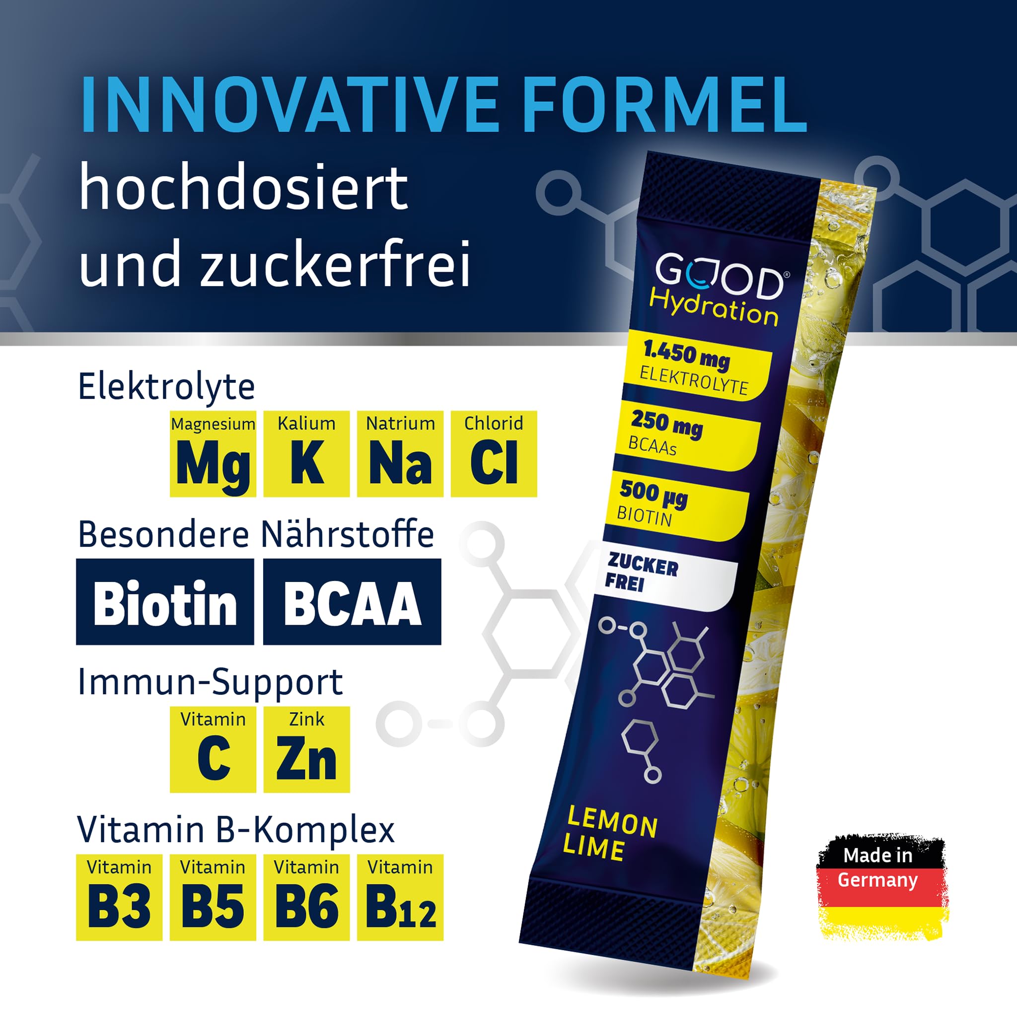 Rehydration zero VARIETY PACK - 1.450mg Elektrolyte OHNE ZUCKER plus BCAA, Biotin und 6 Vitamine - Elektrolyt Pulver für Sport, Arbeit & Party - Probierpack mit 3 Sorten - 24 Sticks