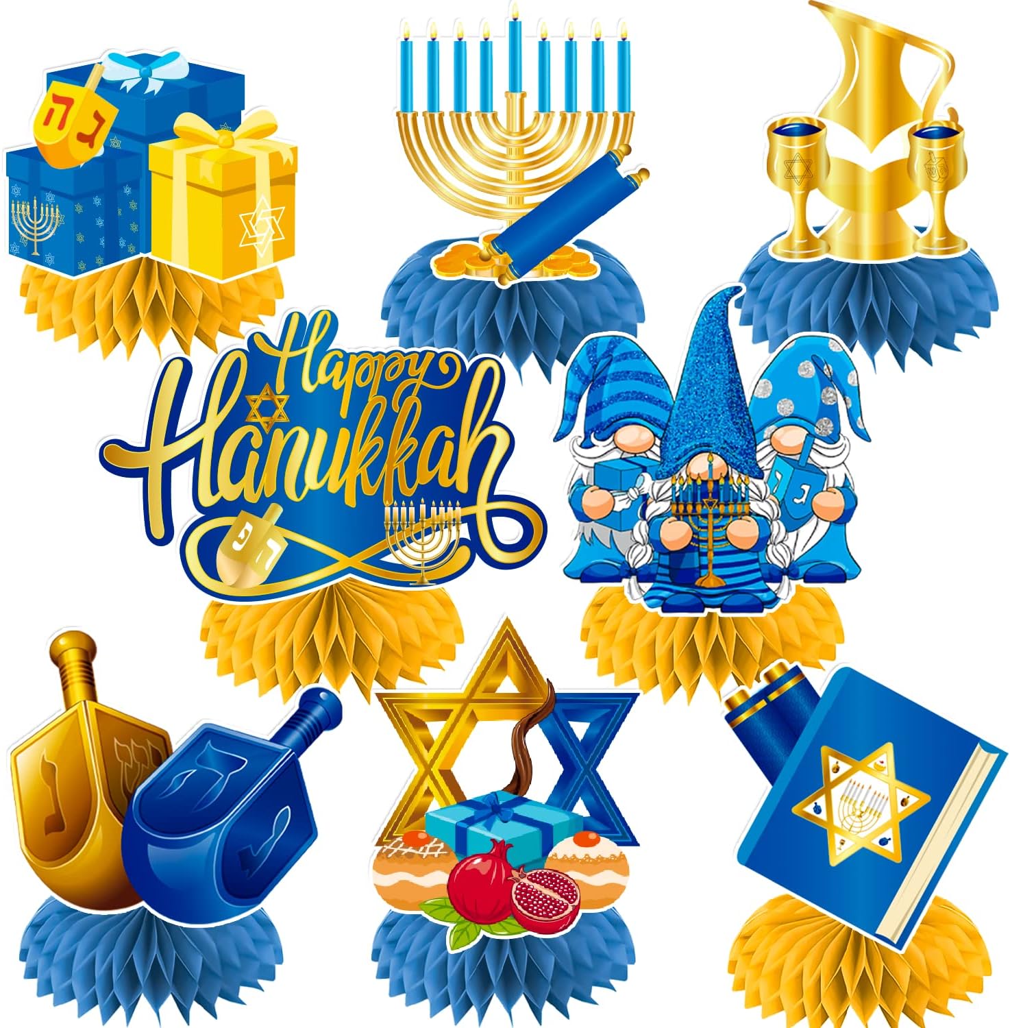 8 Pcs Hanukkah Table Decorations, Hanukkah Decorations