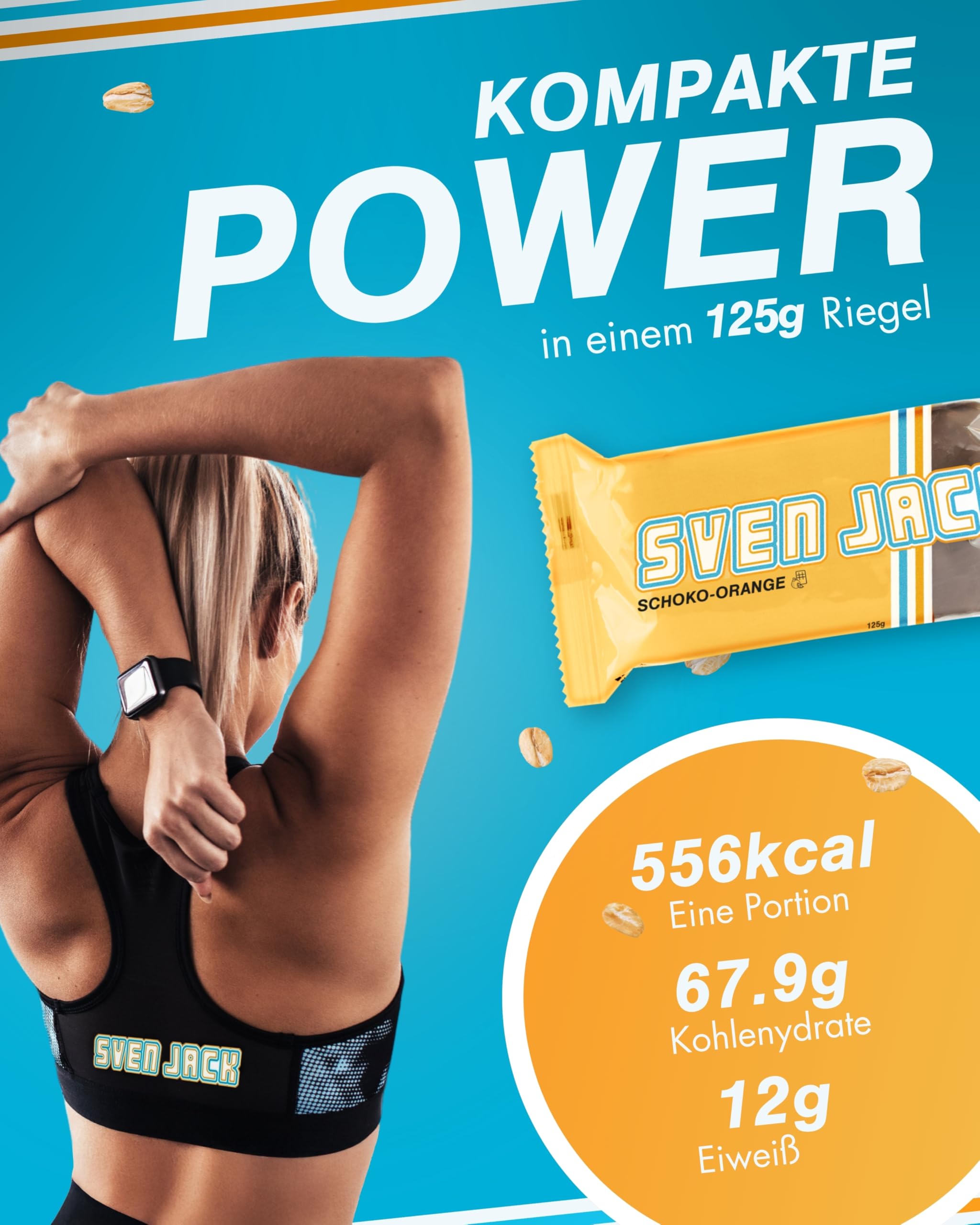Sven Jack (Energy Cake) – Schoko-Orange - Haferflocken Riegel mit langkettigen Kohlenhydraten, weniger Zucker & einzigartigem Geschmack – original Flapjack & Oat Meal Snack