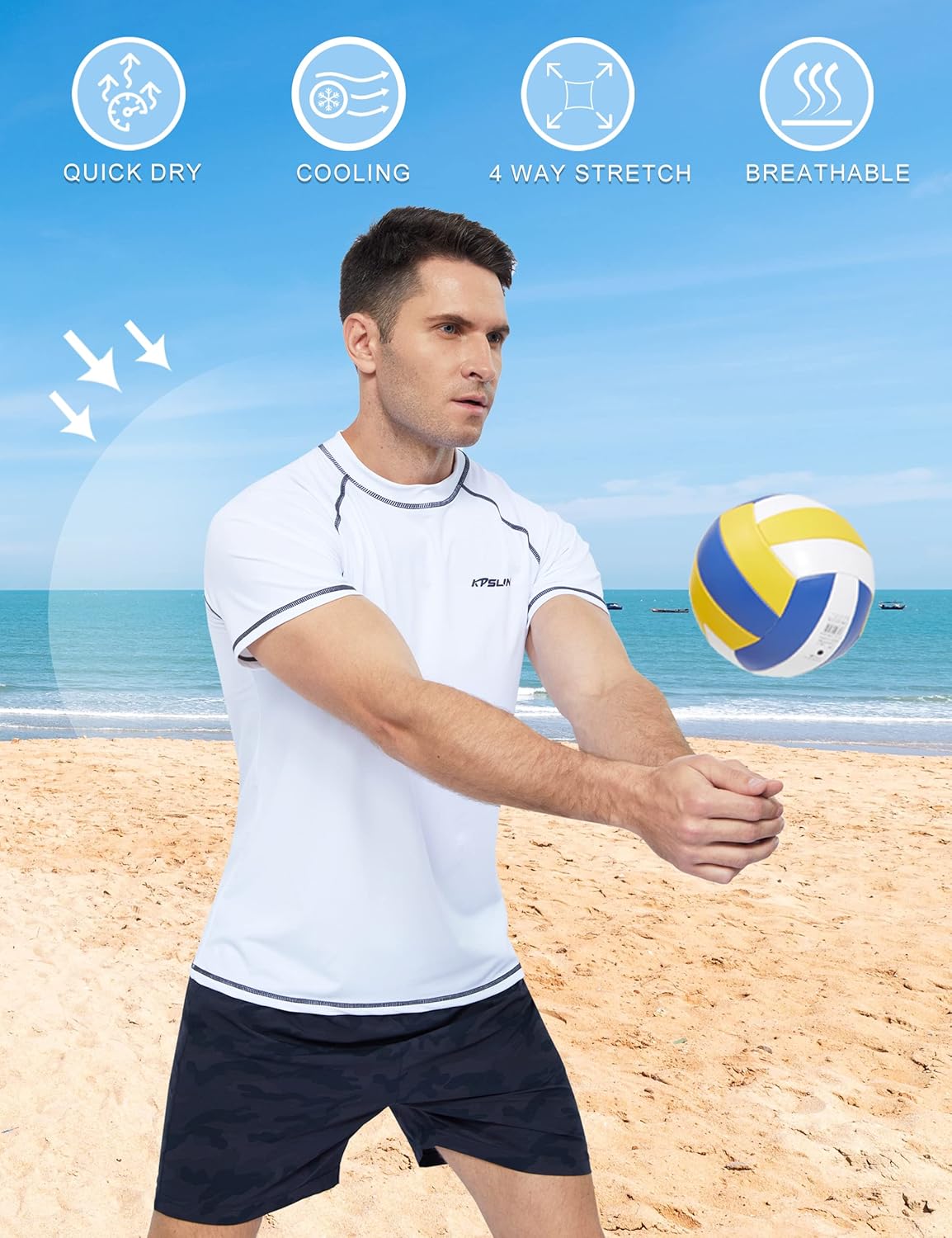 Mens Swim Shirts UPF 50+ Sun Protection Quick Dry SPF Rash Guard Outdoor Beach Fishing T Shirts - Image 3