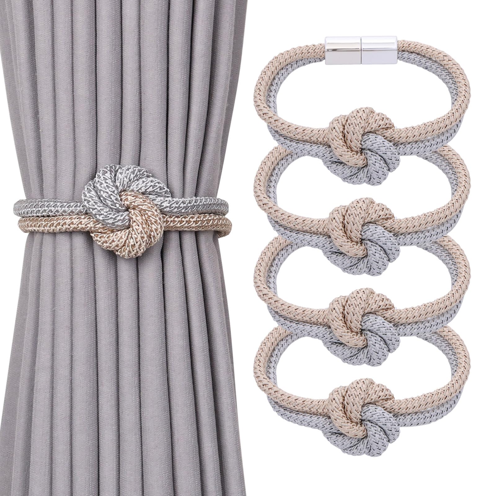Pretty Jolly Flower‑Knot Curtain Tiebacks, Hand‑Woven Rope