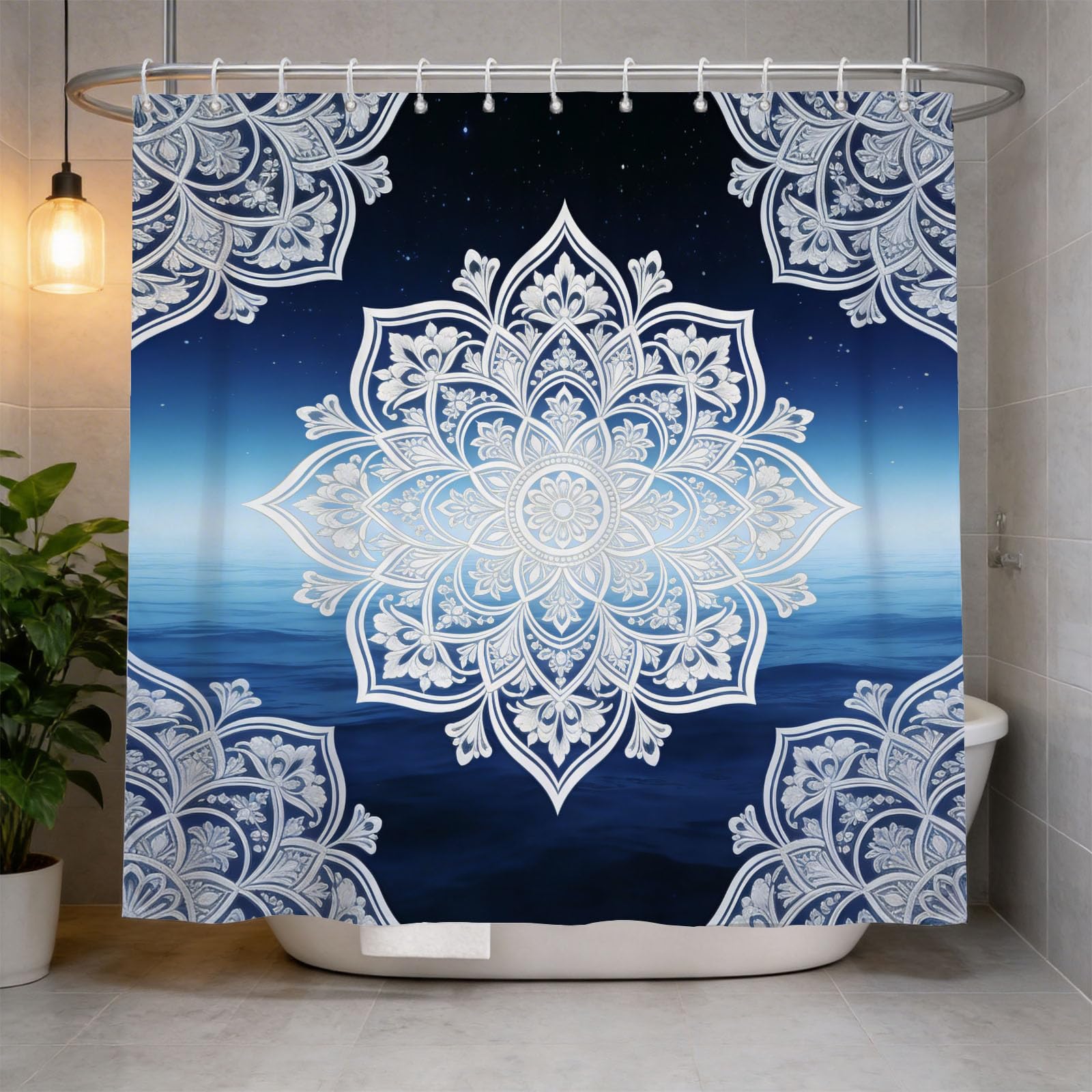 Hongduo 3D Exotic Mandala Shower Curtain for Stalls Bathtubs Simple Bathroom Decor Shower Curtain Set Polyester Fabric Waterproof 180x200cm/71X79 Inch with Hooks
