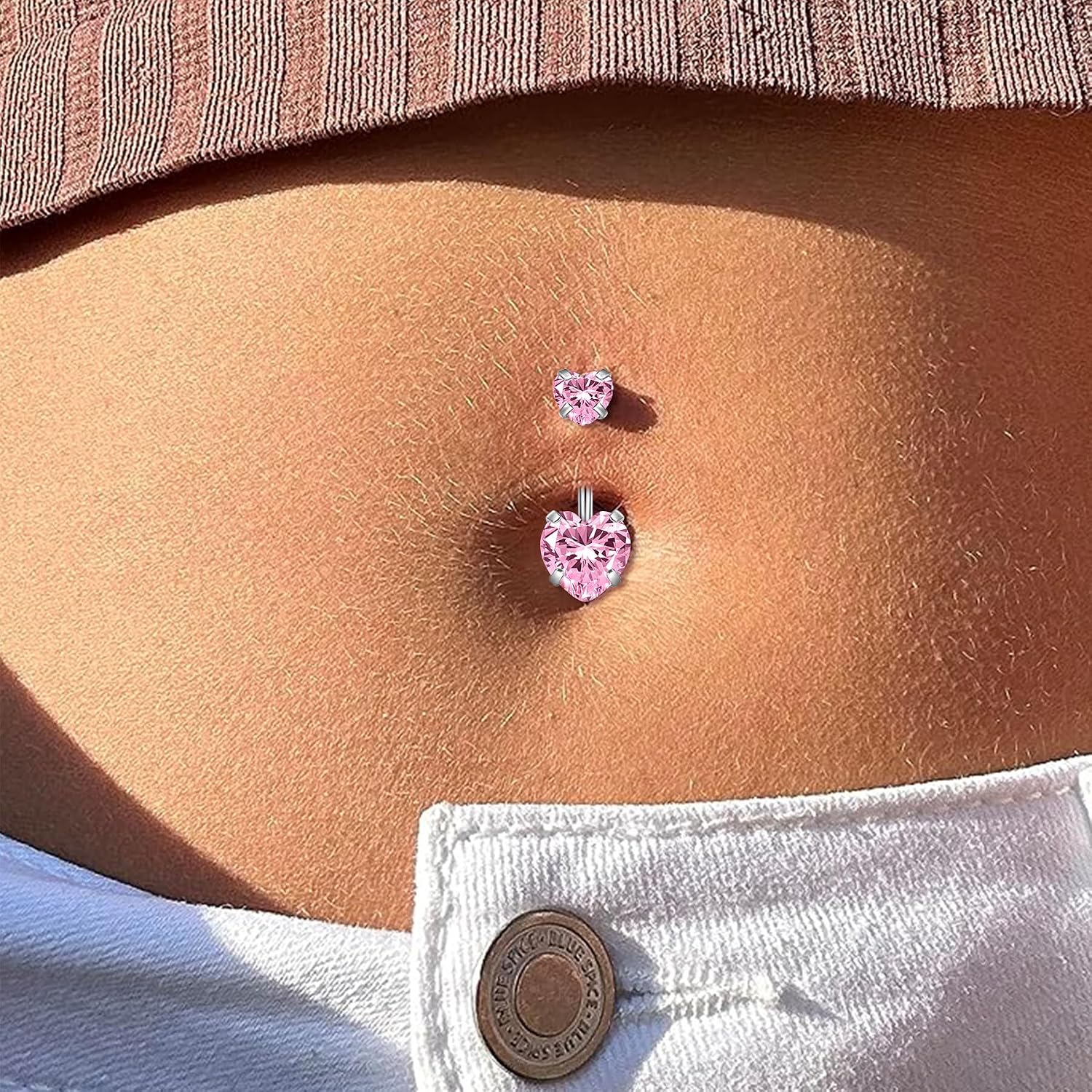 Zolure 14G 10MM Belly Button Ring Hypoallergenic Dangling Clicker Hoop Belly Piercing Jewelry for Women