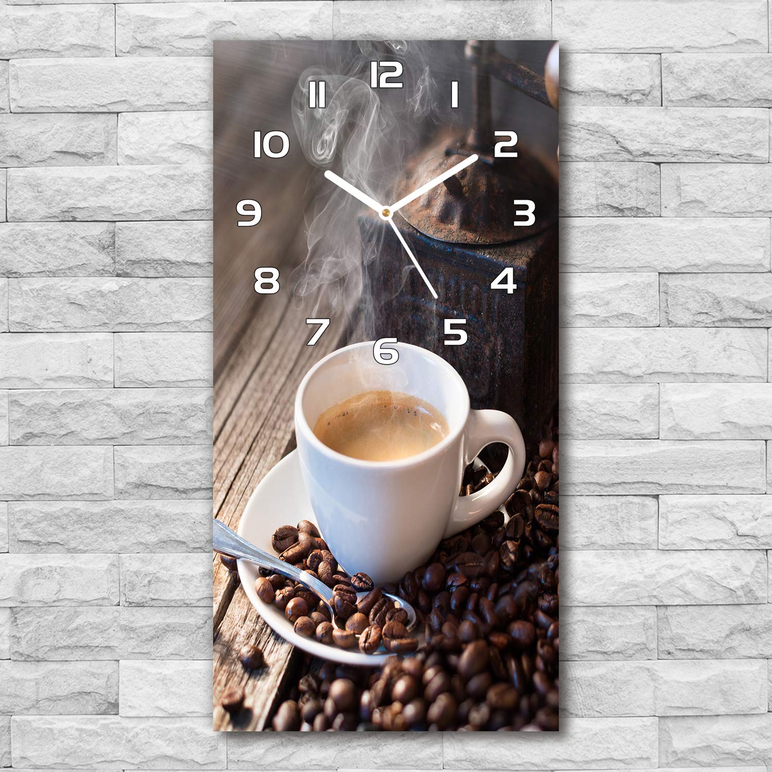 Tulup Orologio Da Parete In Vetro - 30x60cm - Decorativo Bianca - Una tazza di caffè