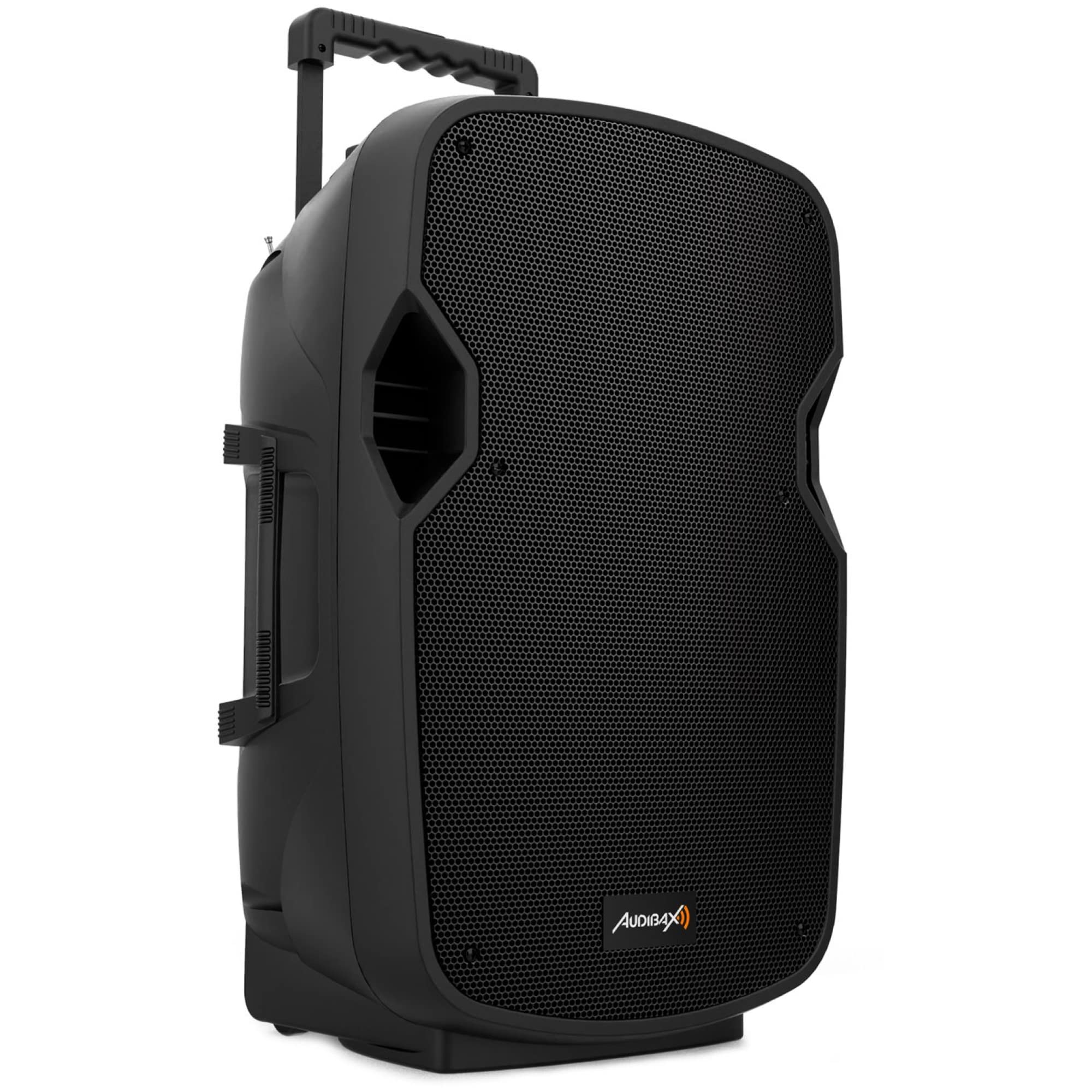 Audibax Denver 12 Altavoz Activo PA 12” con Batería, Ruedas + 2 Micros Inalámbricos Mano