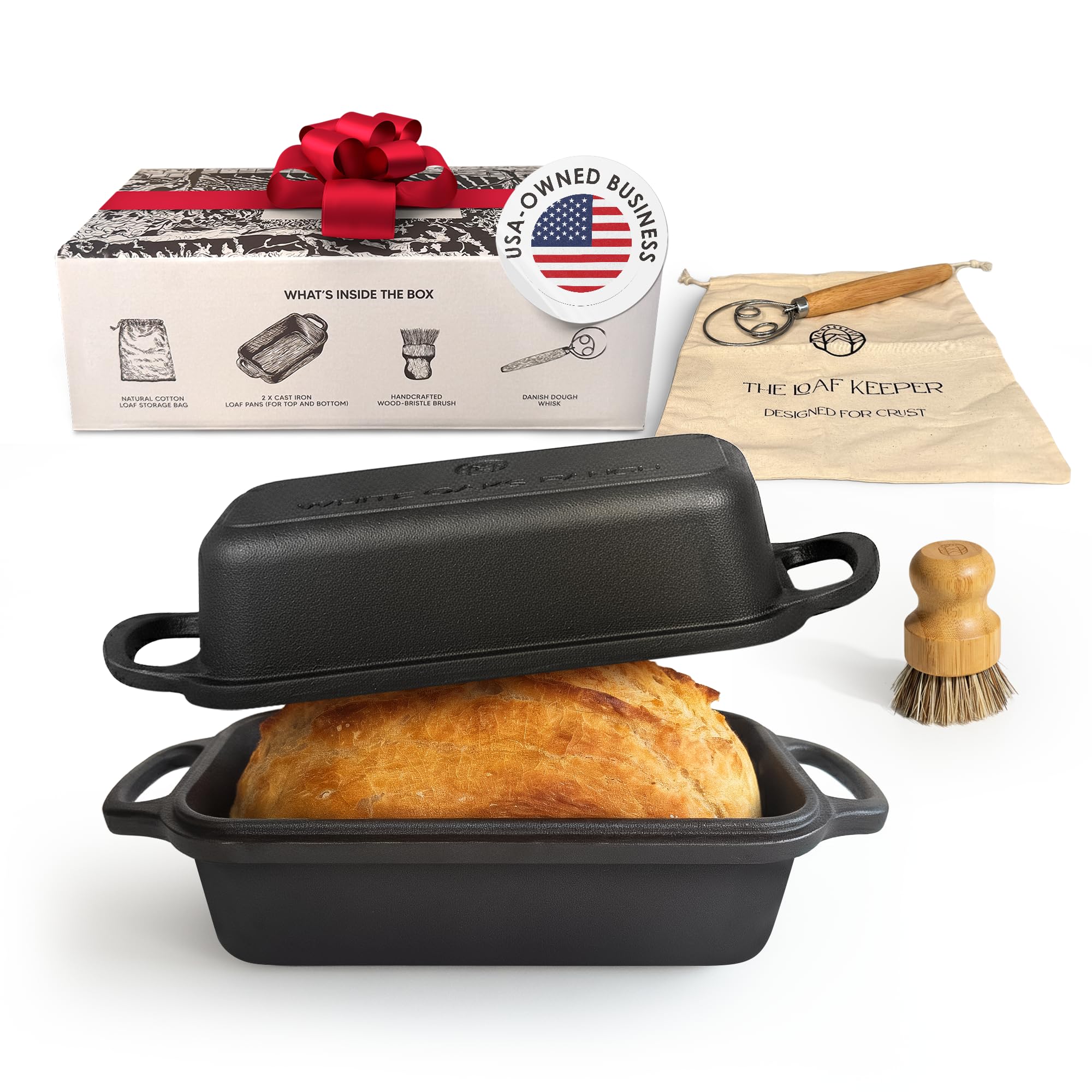 Amazon.com: White Oaks Ranch Cast Iron Bread Loaf Pan + Bread Bag