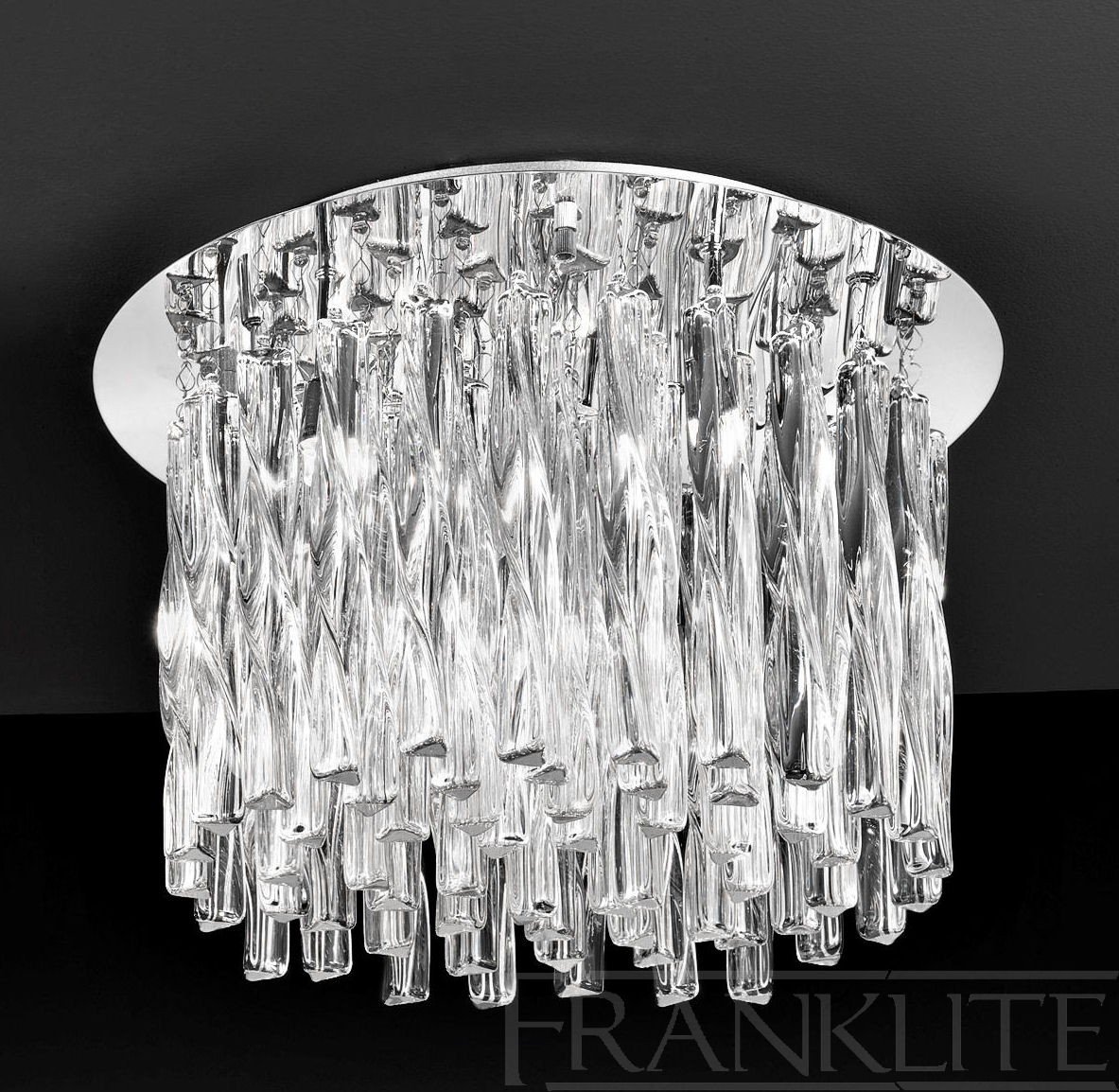 FrankliteFL2175/8- Glacial 8 Light Crystal Ceiling Light, Chrome