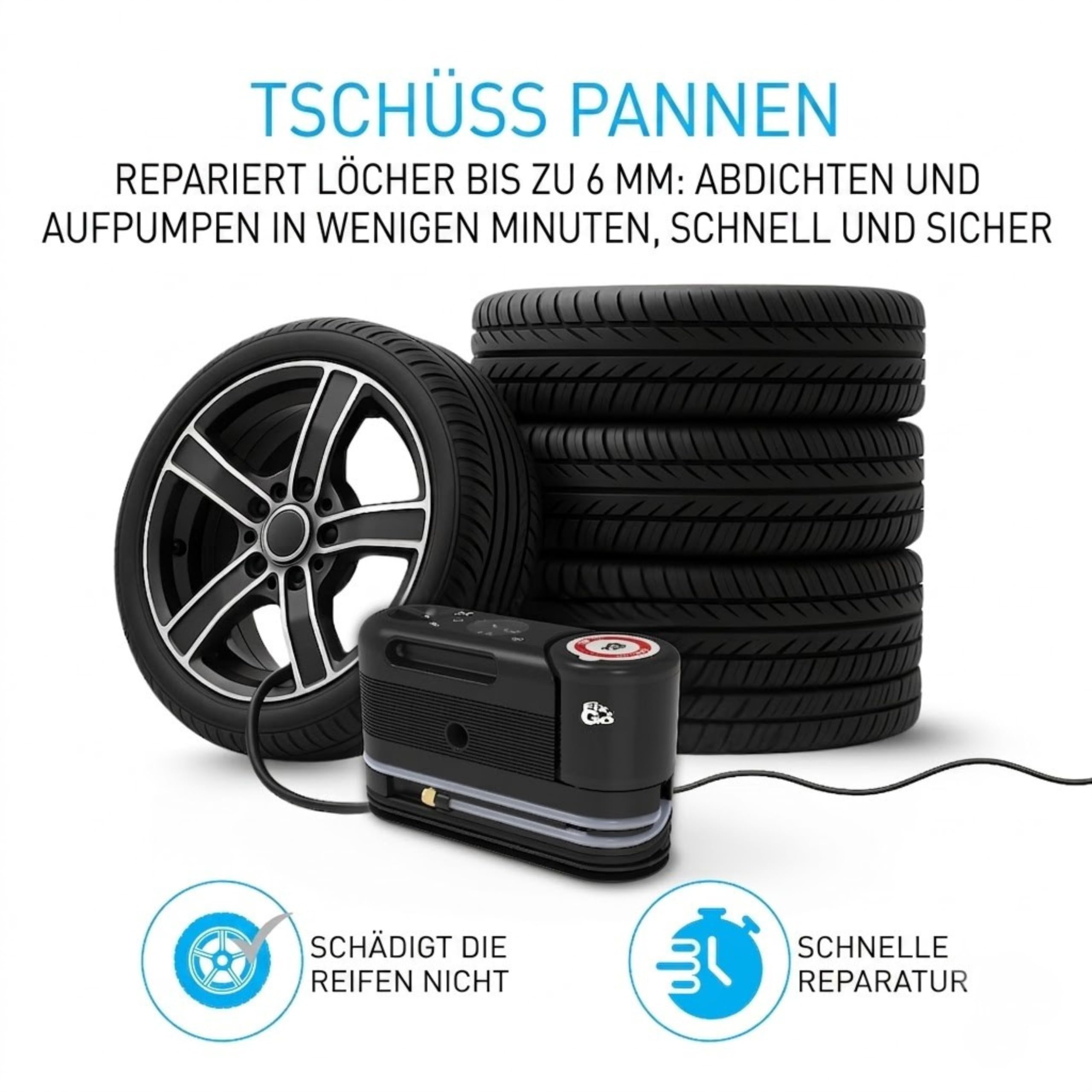 Fix&Go Sensor 12V Reifenpannenset mit Kompressor, RDKS sicher