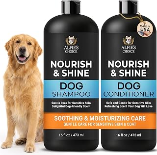 Dog Shampoo and Conditioner Set | 16 fl oz Each | Lavender & Rosemary with Biotin | for Itchy, Dry & Sensitive Skin | Detangling & Moisturizing for All Breeds & Puppies | Made in USA