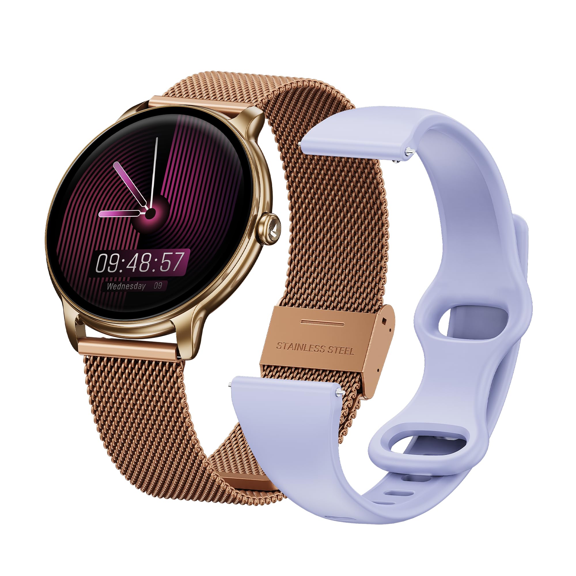 boAt Chrome Iris Fashion Smart Watch for Women - Elegant Ultra-Sleek Dial, Light-Weight Metal Body, 1.32" AMOLED Display, 1000 Nits, AOD, Female Wellness Tracking Watch for Woman (Velvet Wine) — Amazon image 9