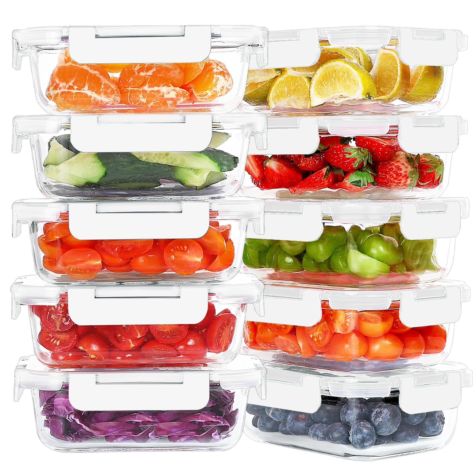 Photo 1 of  Glass Meal Prep Containers, Glass Food Storage Containers with Lids, Airtight Lunch Boxes BPA Free, Microwave and Freezer Safe, White