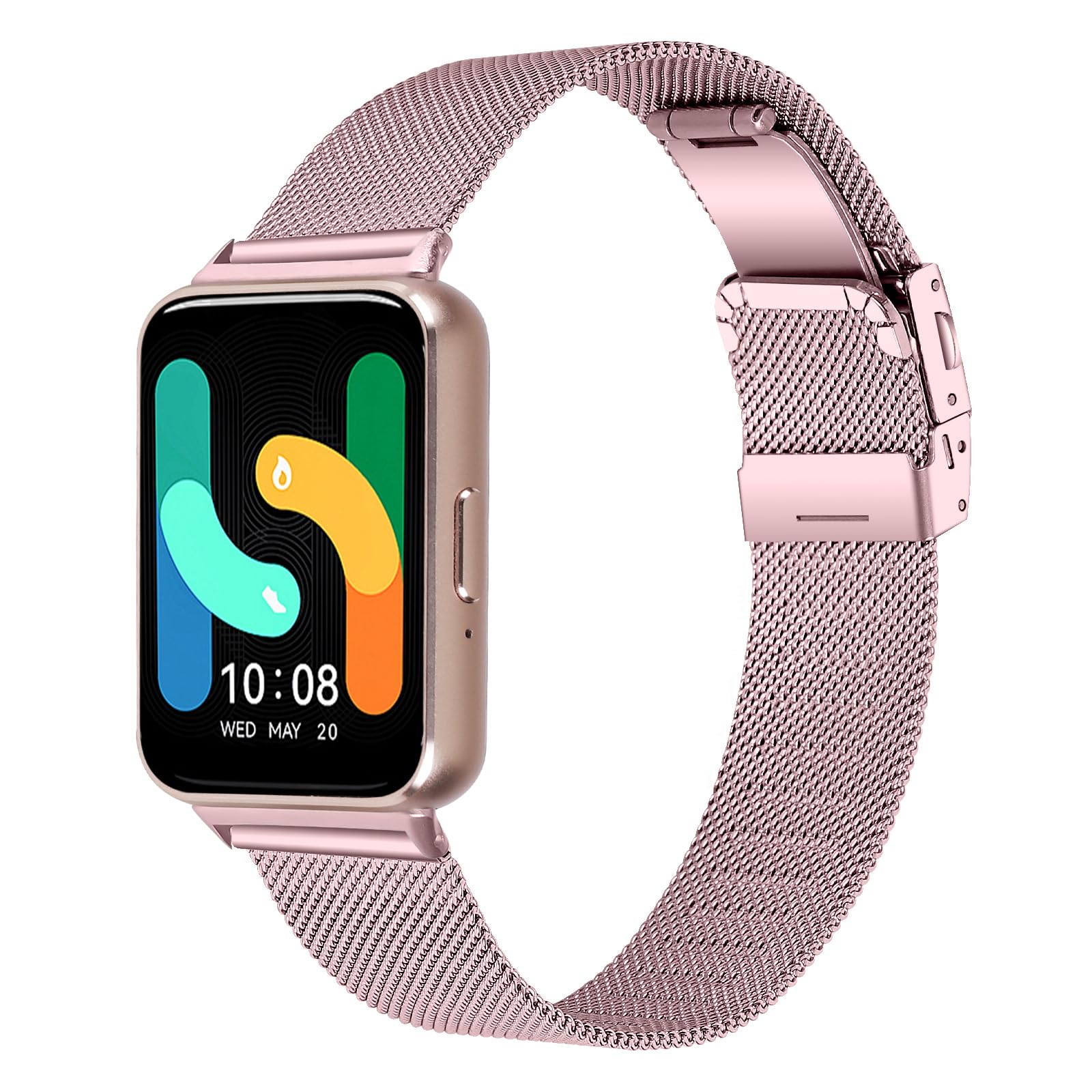 Gimuk Correa compatible con Samsung Galaxy Fit 3, correa de malla de metal de acero inoxidable, correa de repuesto ajustable para reloj inteligente Galaxy Fit 3 SM-R390