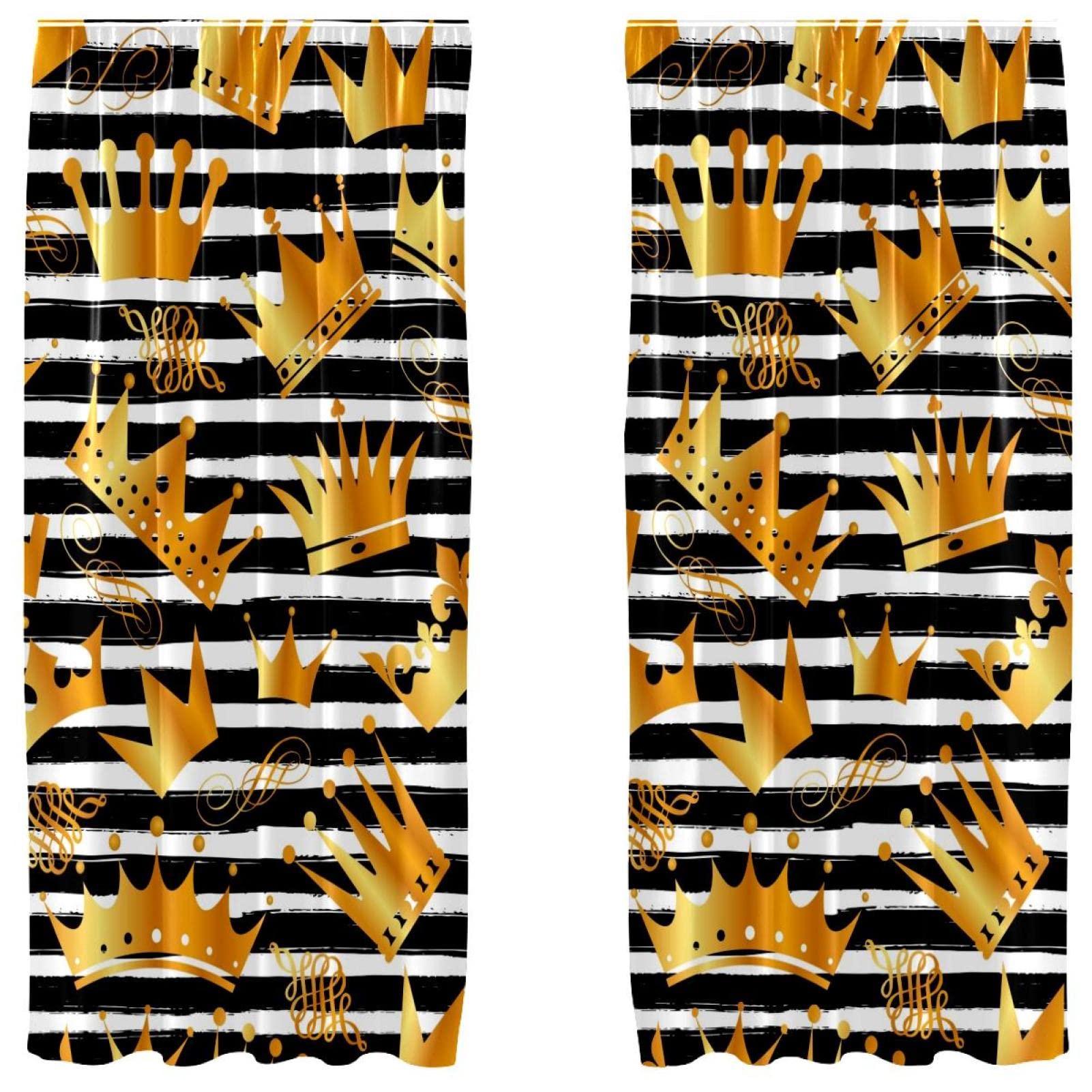 Cortinas de panel elegantes con diseño de rayas de la corona para salón de 55x84 pulgadas