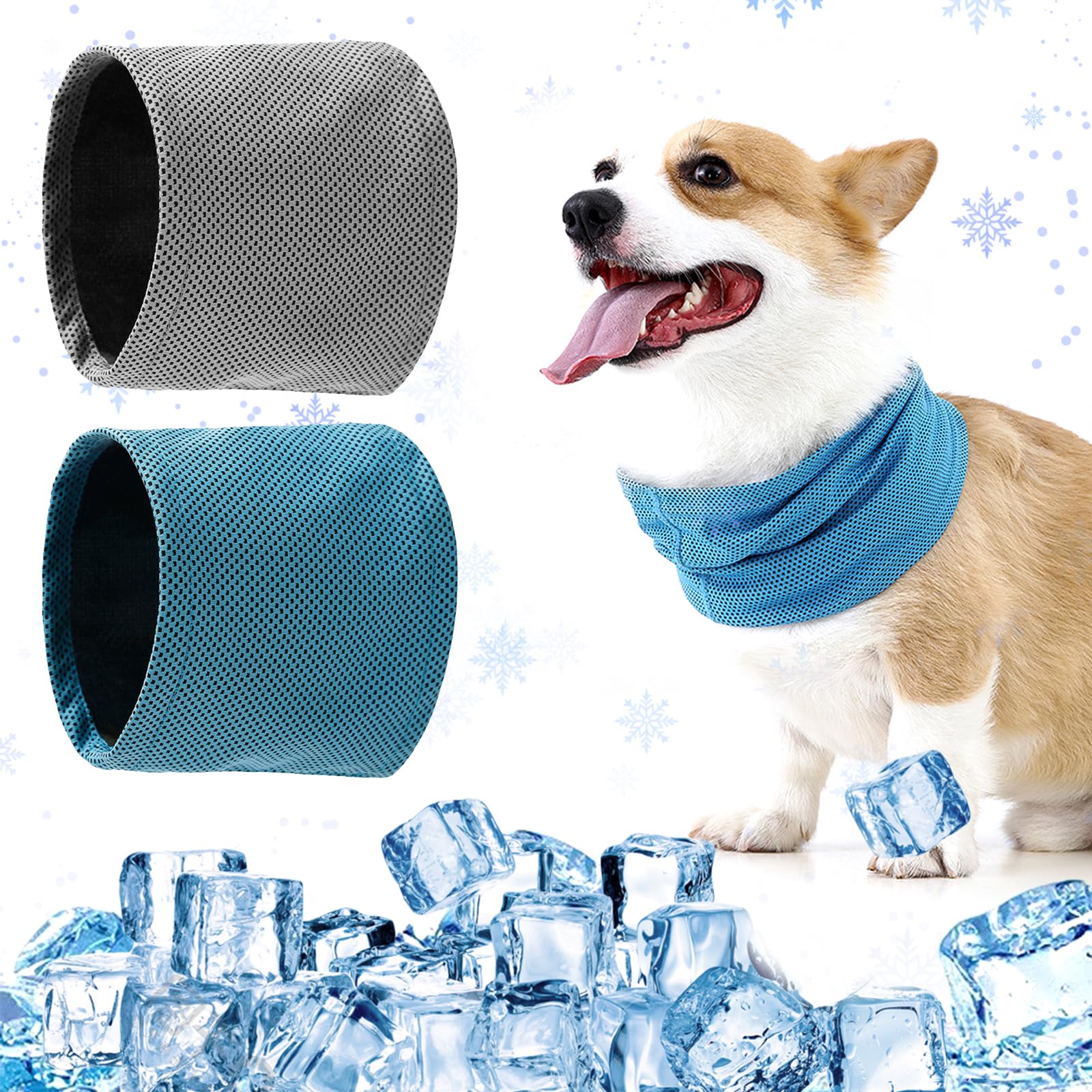 DAVBNM 2 Pack Dog Cooling Bandana, Breathable Dog Cooling Collar, Instant Chill Out Pet Scarf
