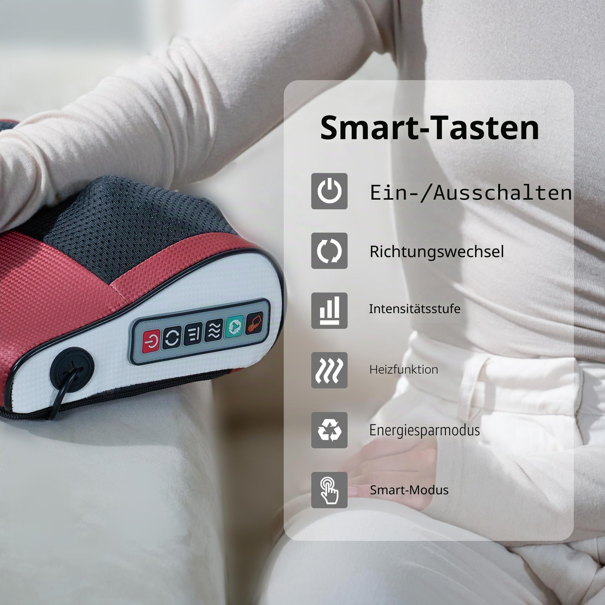 Real Relax Massagekissen für Rücken & Lenden,Nackenmassagegerät mit Wärme,Shiatsu 3D Rückenmassagegerät für Nacken,Rücken,Beine,Geschenke für Männer, Frauen