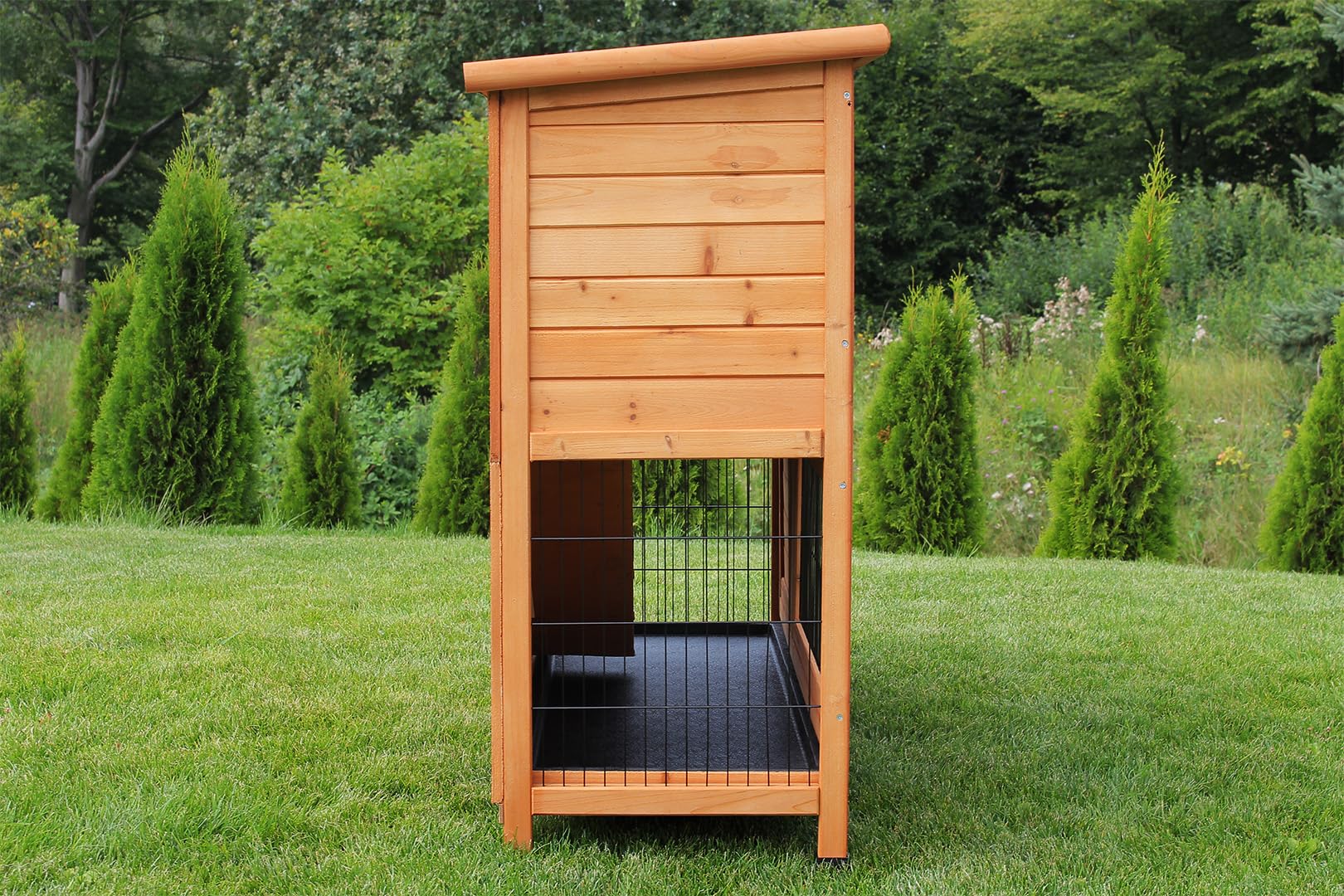 Miweba MyAnimal Hasenstall MH-20 | 120x51x105 cm - Kaninchenstall mit Freilaufgehege - Doppelstockhaus 2 Ebenen - Hasenkäfig - Holz imprägniert - Kaninchenkäfig Winterfest - Indoor & Outdoor (Braun)