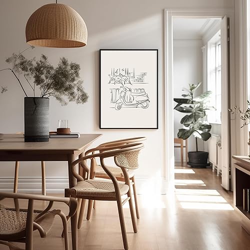 Miniatura 520 de Poster Master Póster de peonías – Estampado de flores retro – Ilustración floral – Ilustración en blanco y negro – Diseño de línea y abstracto –