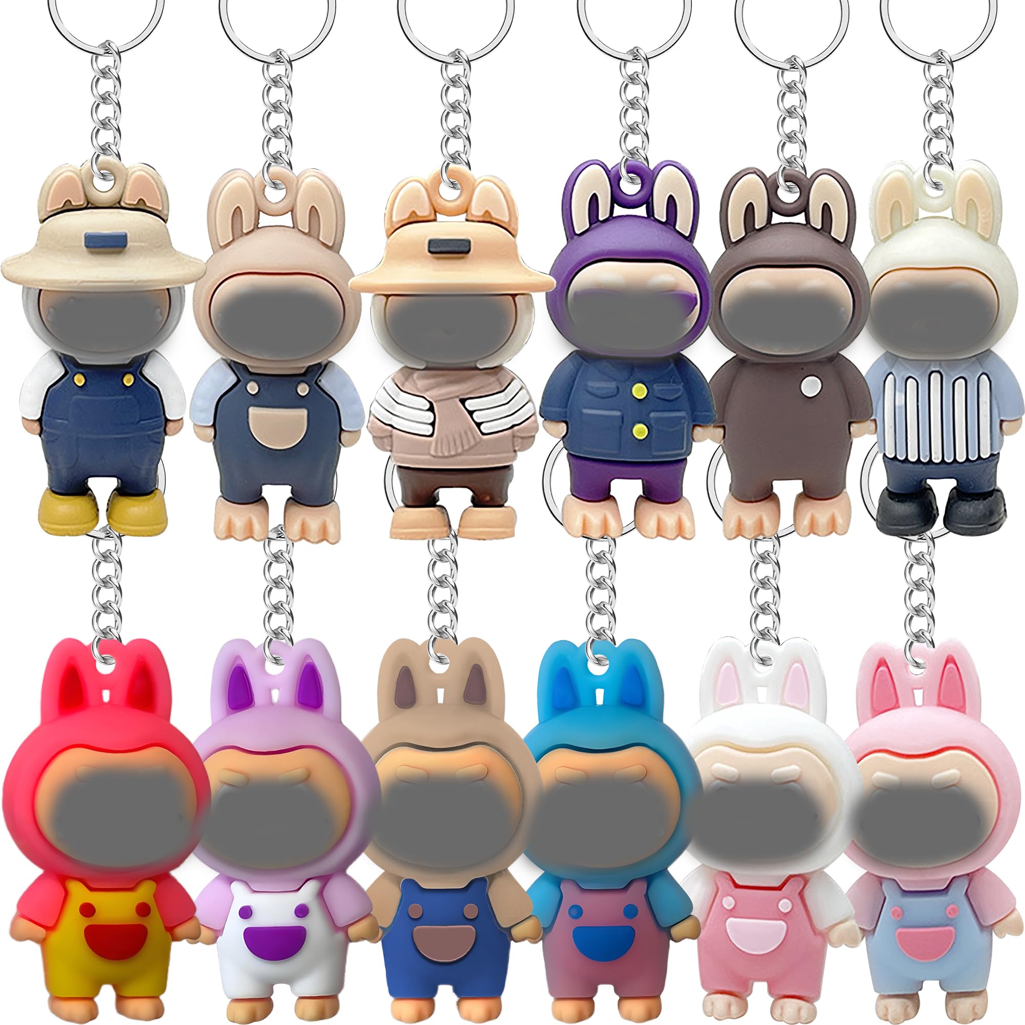 XTXGBT12 PCS Doll Keychain, Cute Modern Home Decoration Keychain Action Figures Collectible Pendant Decorative Accessories for Bags, Keys & Backpacks - Soft Toy Keyring, Modern Home Decor Gift