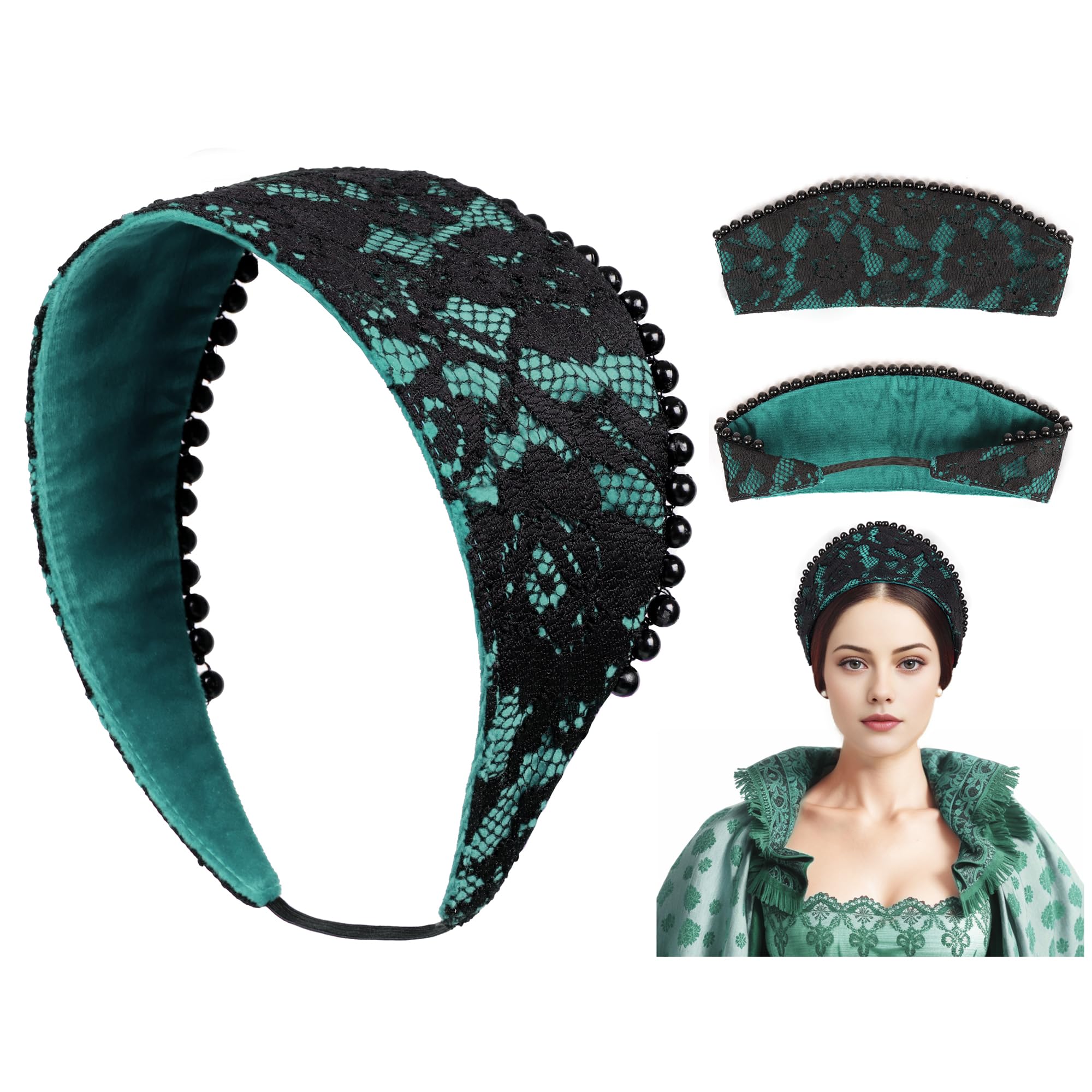 Amazon.com: PROCOS Anne Pearl Headband Velvet Tudor French Hood