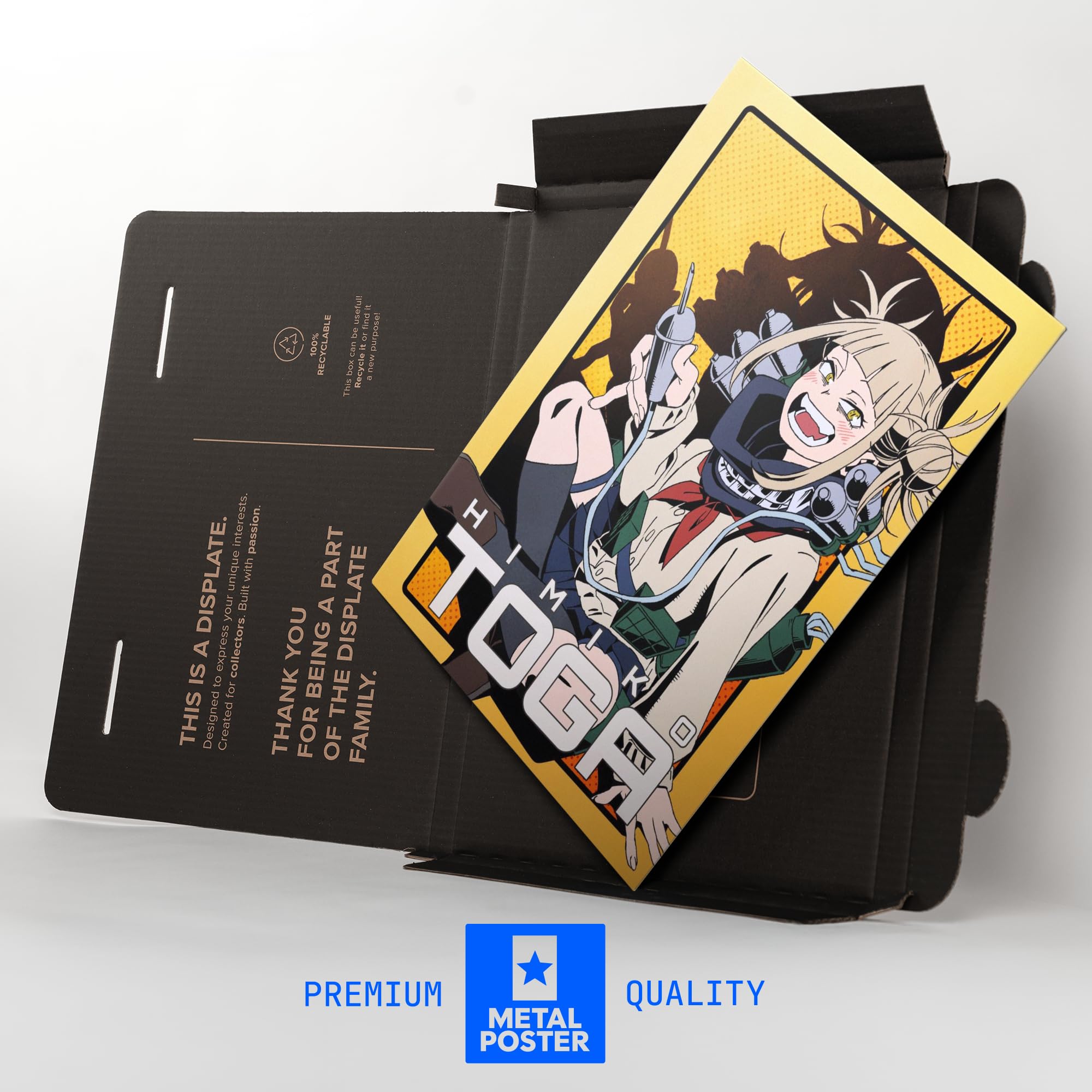 Displate Metall poster My Hero Academia Toga's Manic Embrace Größe L | Bilder Wanddeko Wohnzimmer & Schlafzimmer Wandbilder, Geschenk. Wandkunst mit Magnet-Befestigung, ohne Bohren.