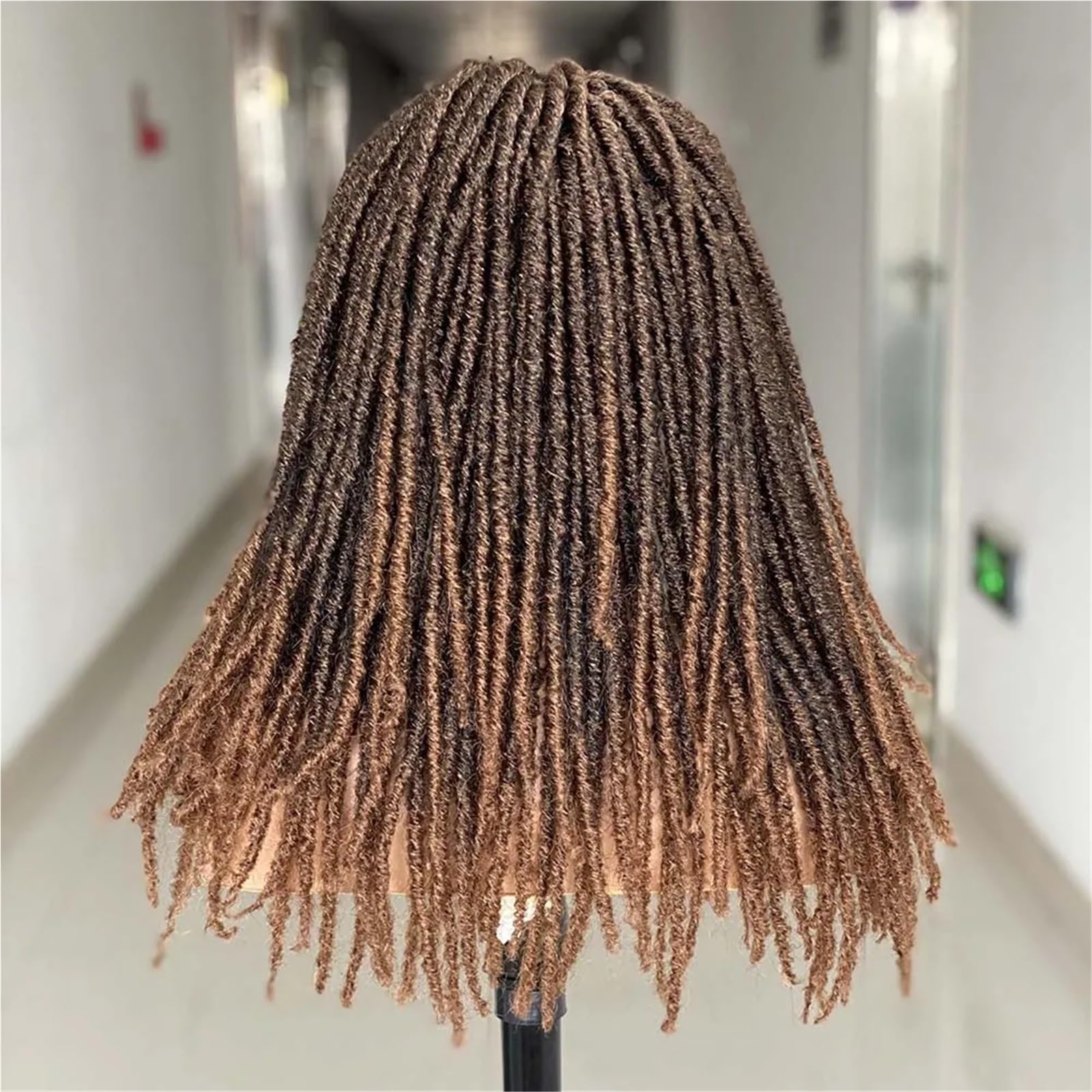 Parrucca sintetica Dreadlock con fascia per capelli - Parrucca nera termica stile treccia all'uncinetto per l'uso quotidiano(Black)