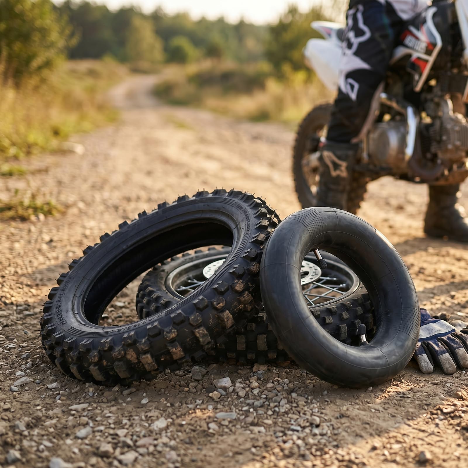 Neumático 2.50-10 con Cámara de Aire para Moto de Cross, Neumáticos Off Road de Caucho Butilo, Juego de Ruedas Antideslizantes, Diseño Engrosado Resistente al Desgaste para CRF50