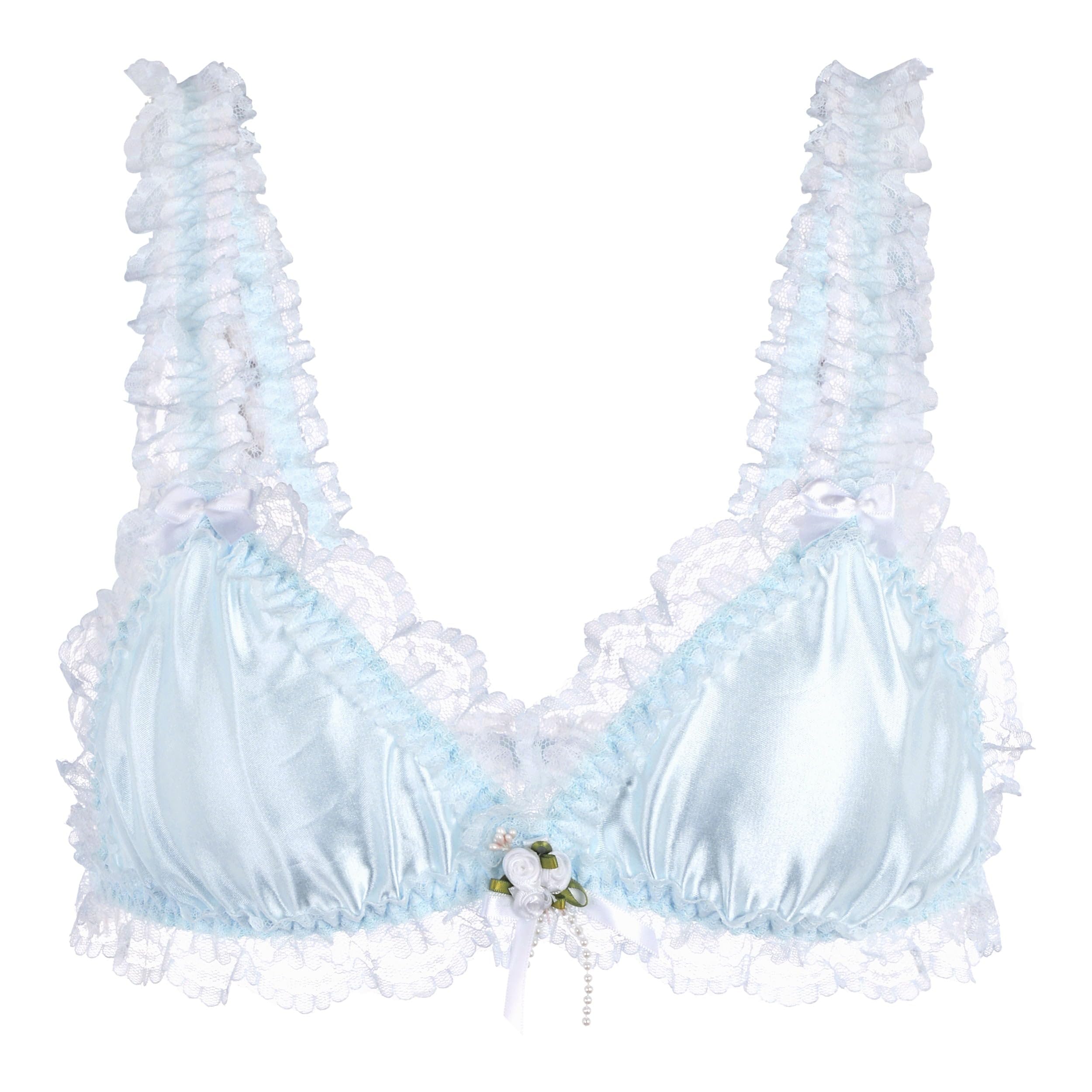 Satini Sissy Frilly Lace Fitted Satin Bralette