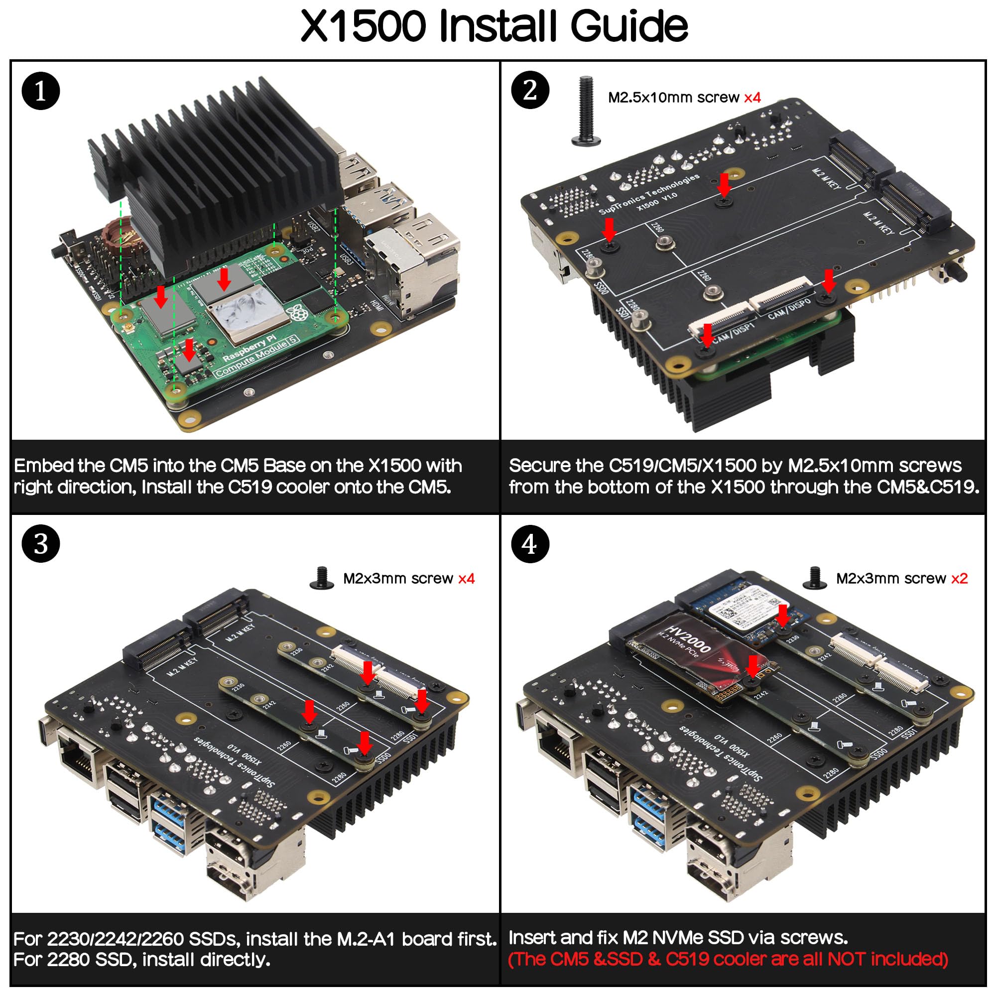 Geekworm X1500 CM5 IO Carrier Board for Raspberry Pi Compute Module 5