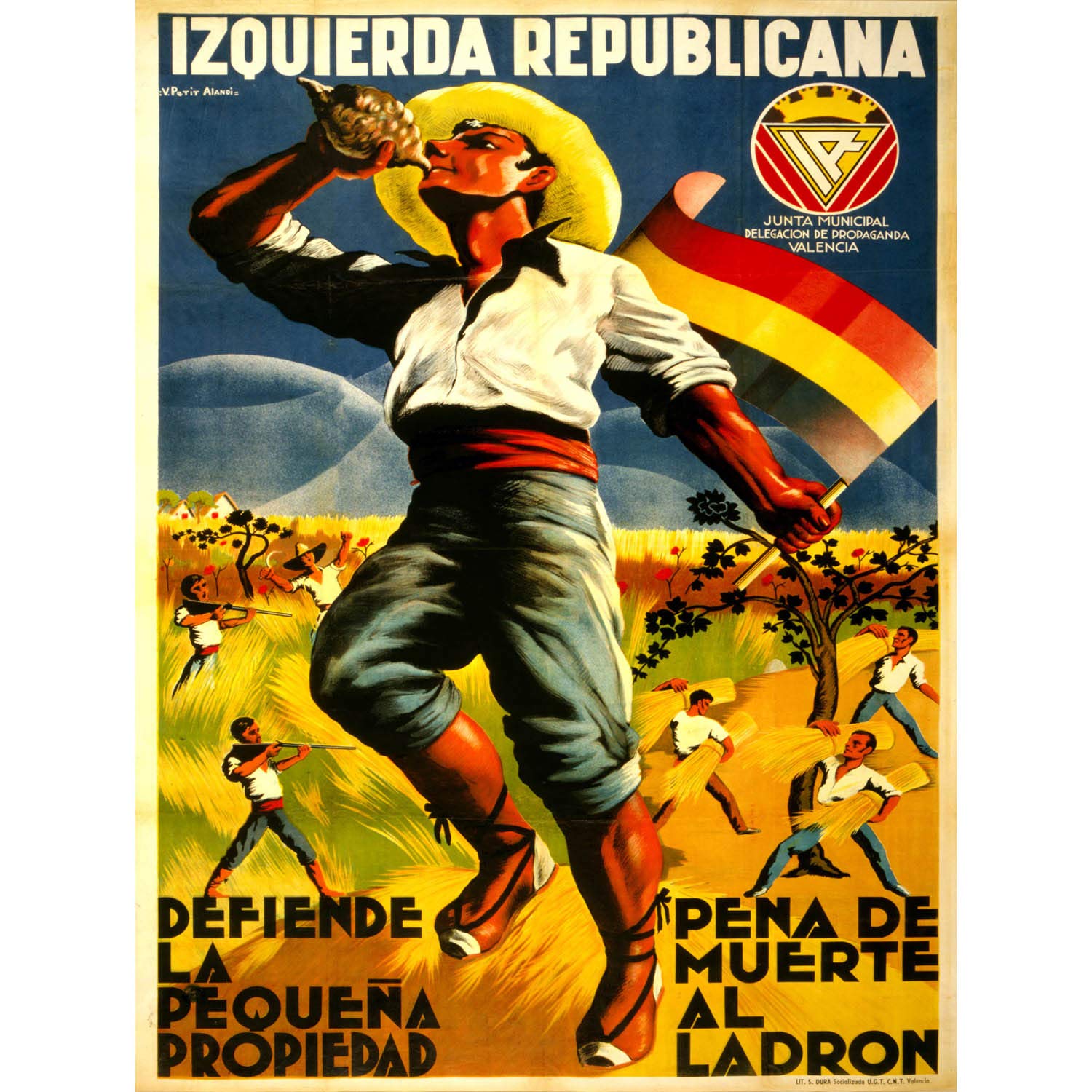 Wee Blue Coo War Spanish Civil Republican Left Farmer Thief Wheat Spain Poster 30X40 Cm 12X16 In Bb6960B