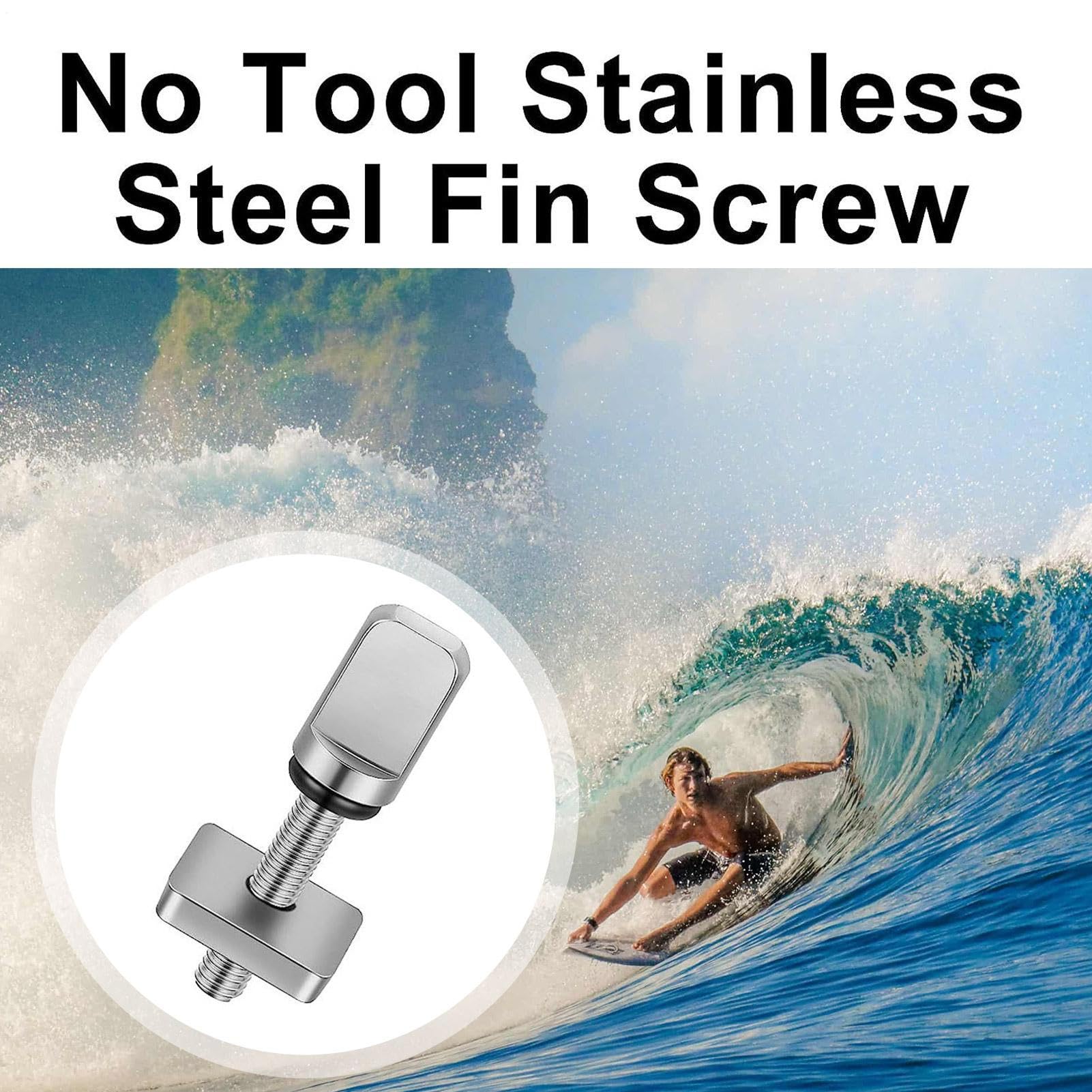 Tornillo de aleta para tornillos de aleta de tabla de surf de alta resistencia | Kit de repuesto de acero inoxidable 316 para reparaciones de tablas de remo, instalación resistente al óxido sin