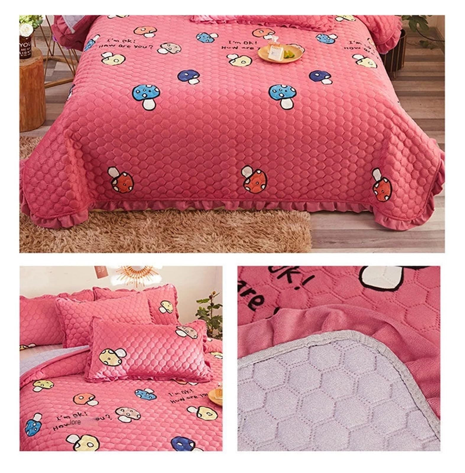Colchas Acolchadas Funda de cama de lana, manta de tatami antideslizante, cálida y gruesa, manta acolchada de terciopelo for invierno, colcha King Ligera Colcha Cubrecama De Microfibra(Color9,220x240c