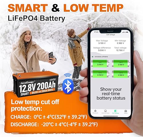 Miniatura 2 de JavaEnegy Batería inteligente LiFePO4 de 12 V y 300 Ah  4000 ciclos profundos batería de litio recargable de grado automotriz BMS de 200 A con