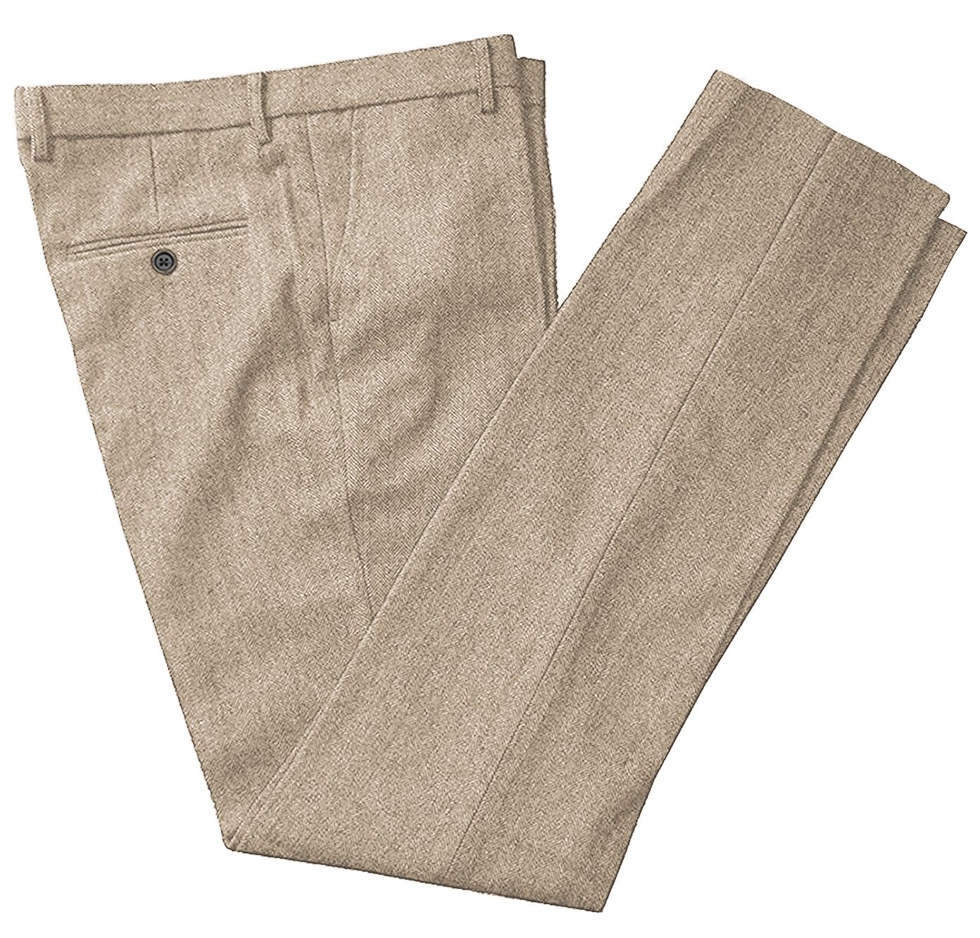 Tuikayoo Pantalon en tweed à chevrons en laine épaisse plissée à l'avant pour homme