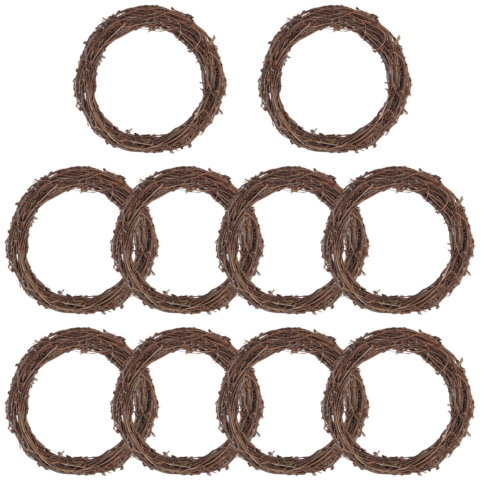 LEXININ 10 Pcs 20cm Grapevine Wreath, 8 Inch Vine Branch Rattan Wreath Ring for Door Window Decorations, Wedding Party