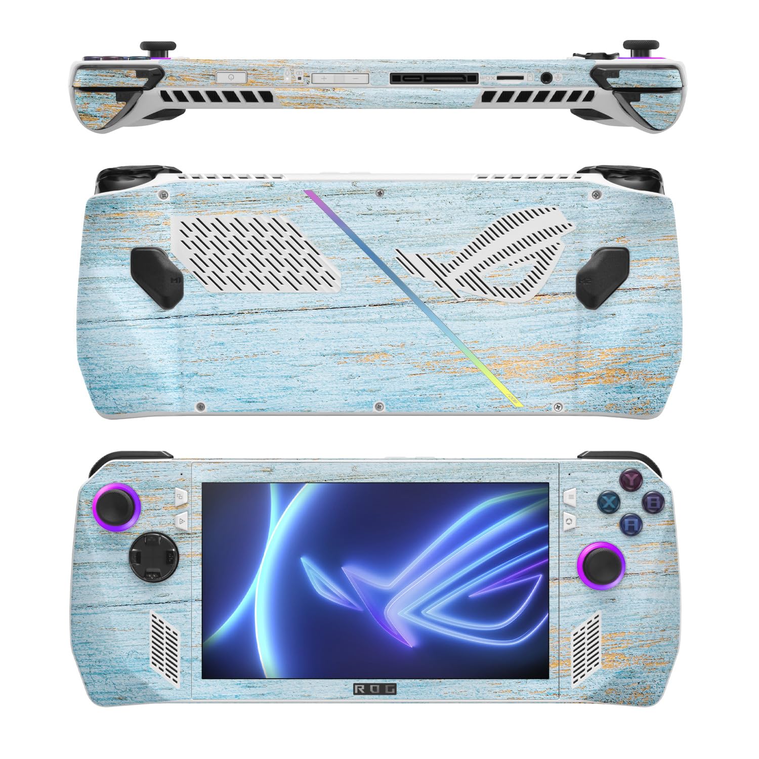 MightySkins Glossy Glitter Skin Compatible with Asus ROG Ally - Distressed Wood | Protective, Durable High-Gloss Glitter Finish | Easy to Apply