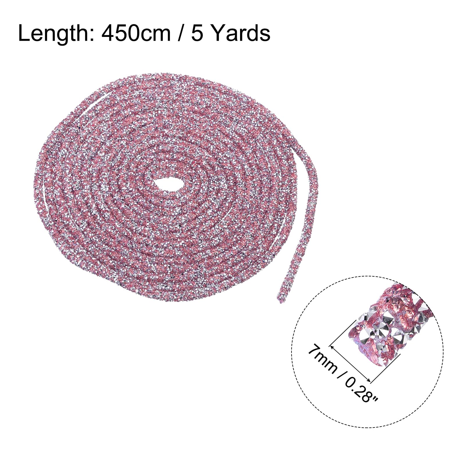 sourcing map 5 Yard 6mm 0.24 inch Glitter Sequins Rope Sequins Rhinestone Tube Cord for DIY Wedding Dresses Costume Clothing Shoes Jewelry Accessory Clear White — view 45