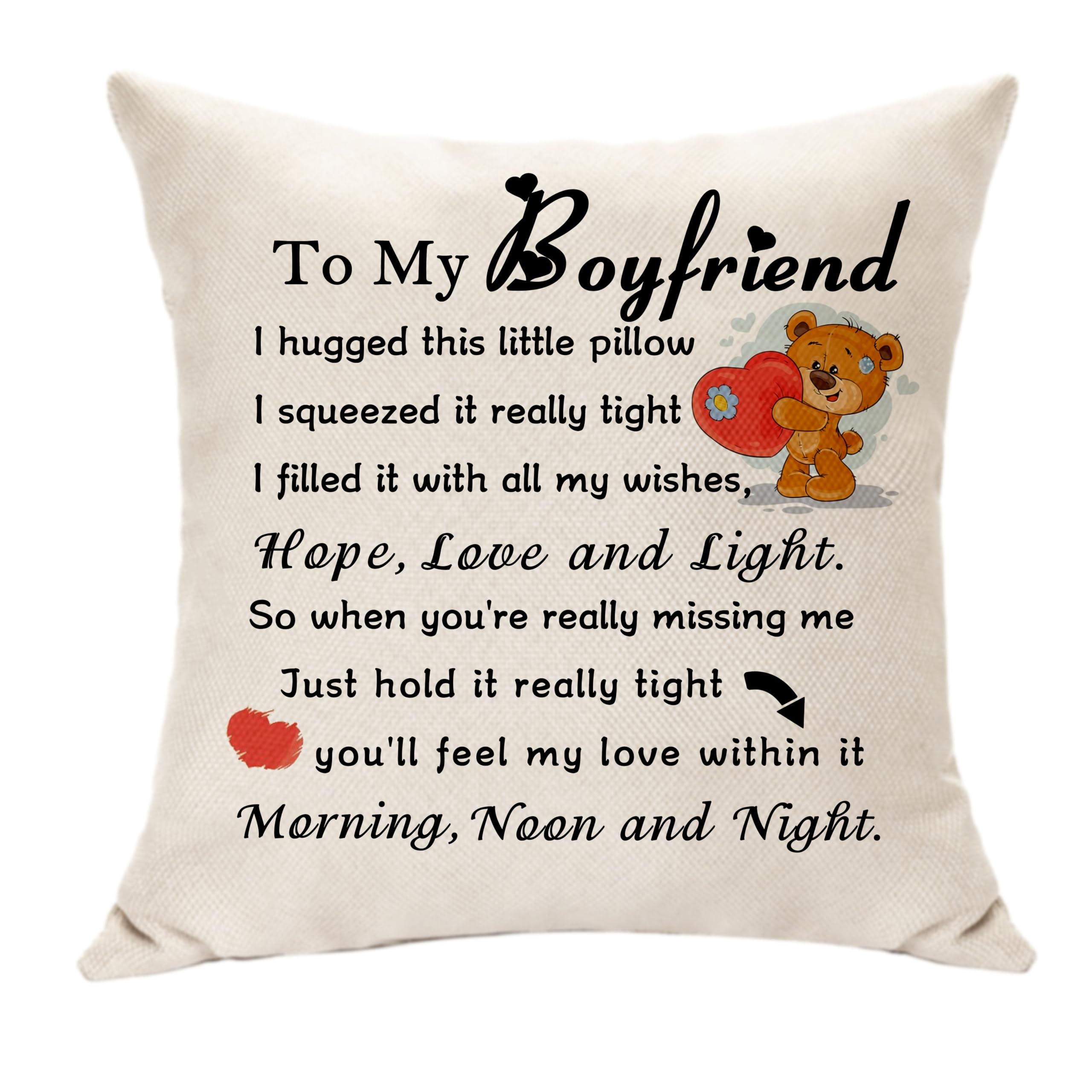 HasodeoTo My Boyfriend Gifts Valentines Day Romantic Gifts for Boyfriend from Girlfriend Cushion Cover for Boyfriend Long Distance Relastionship Gifts Birthday (Boyfriend-B)