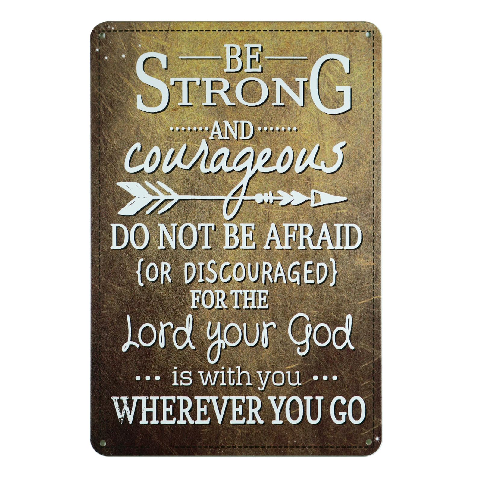 Be Strong and Courageous Scripture Wall Art - Masculine Christianity - Religious Gifts for Men - Christian Gifts for Men - Catholic Gifts - Inspirational Motivation Sign 8x12 Inch