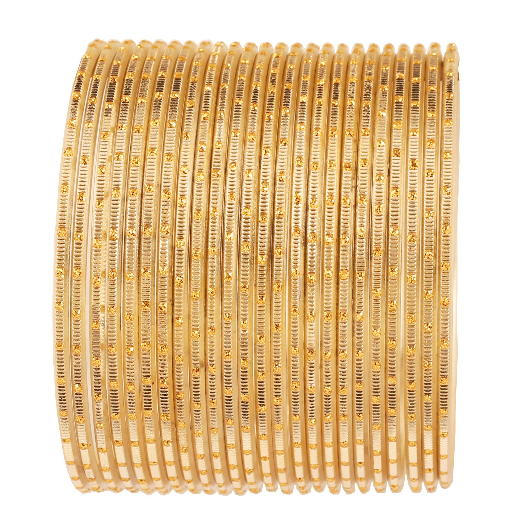 Touchstone Large Indian Bangles for Women Jewelry American Size Stackable chudiyan Colorful Fancy churi Set Metal Bracelets Jewellery Golden dots