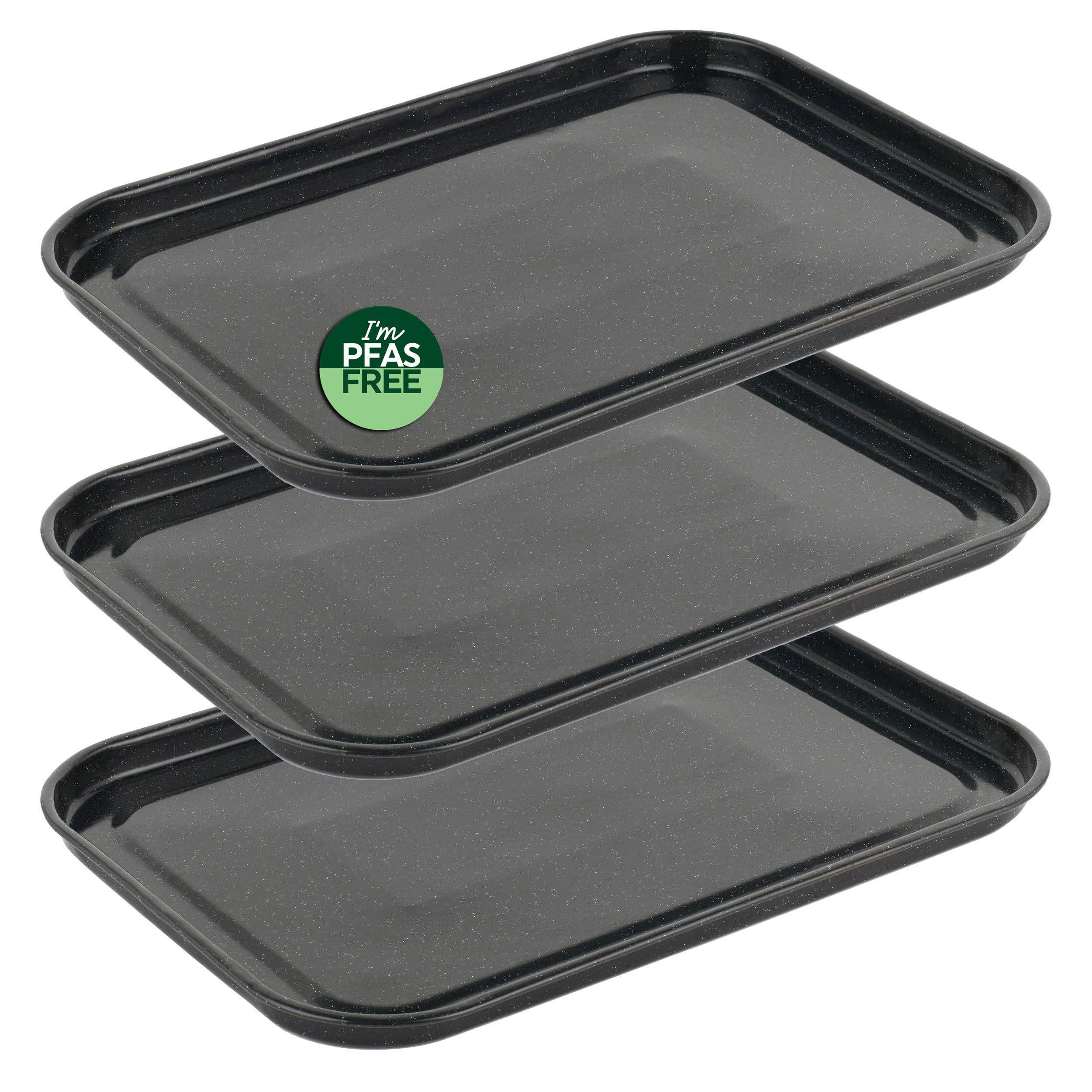 Salter COMBO-9147 - Juego de 3 bandejas de horno planas de acero con revestimiento de esmalte vítreo de 36 cm, bandeja de horno grande, utensilios de horno para hornear/asar, sin PFAS, apto para