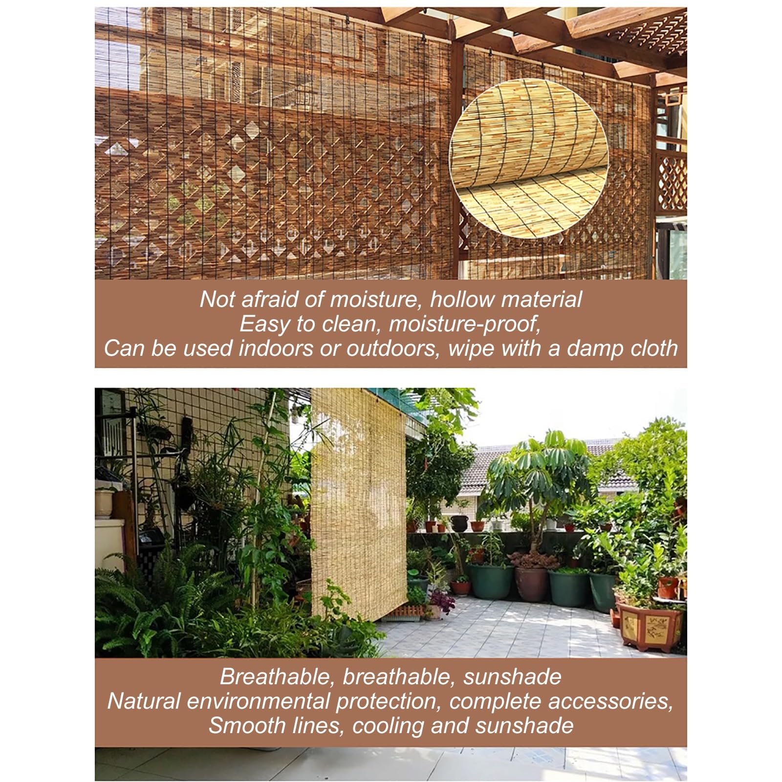 Tapparelle In Reed con Sollevatore Avvolgibile Tende In Bambu da Esterno con Accessori Facile da Installare Trazione Laterale per Interni Oscuranti Adatto Alle Finestre/Porte ( Size : 45x63in (WxH) )