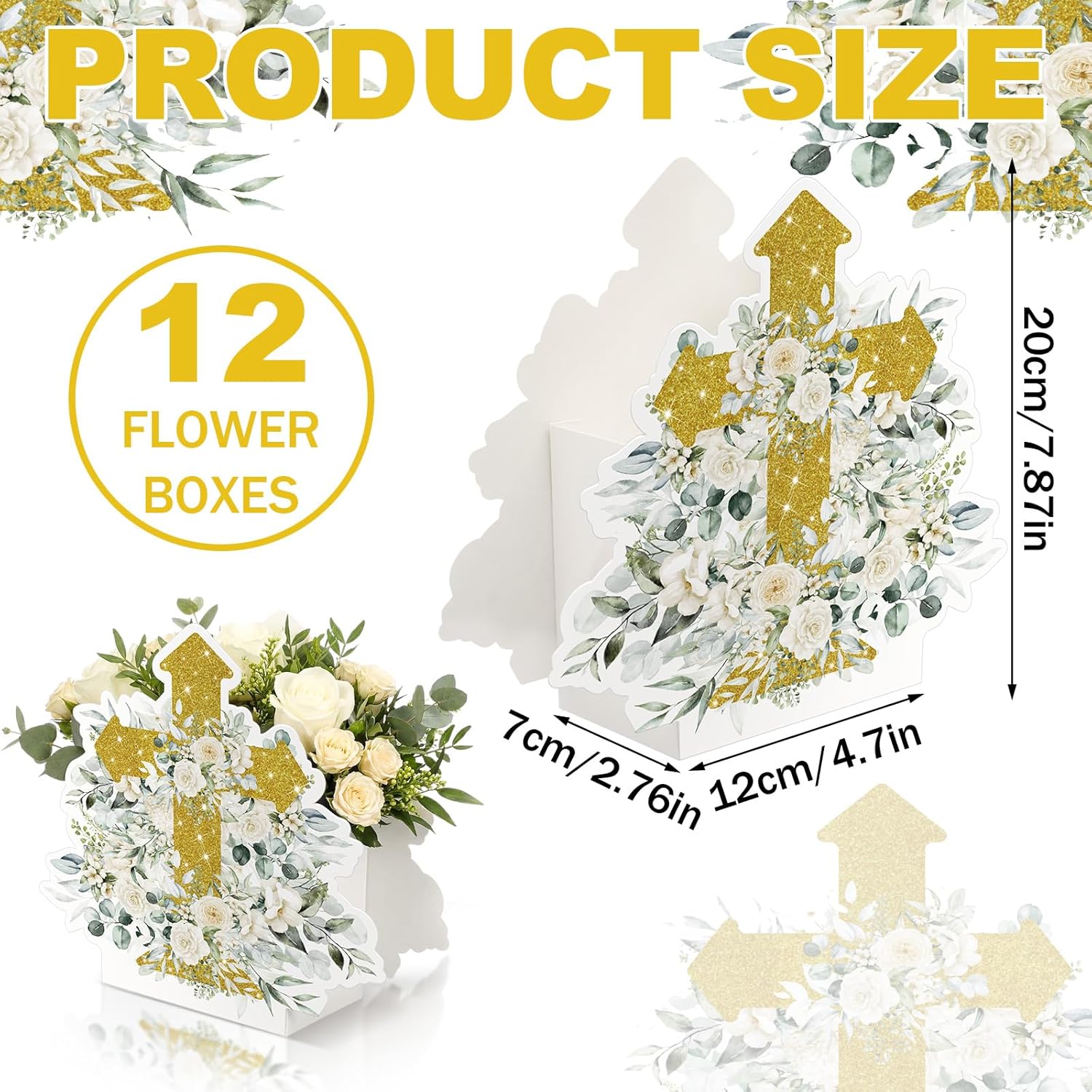 Weekgrat 12 Pcs Easter Floral Baptism Decorations God Bless Flower Boxes Centerpiece First Communion Gift Boxes for Easter Baptism Party Decor Christening Celebration Baby Shower Religious Photo Props