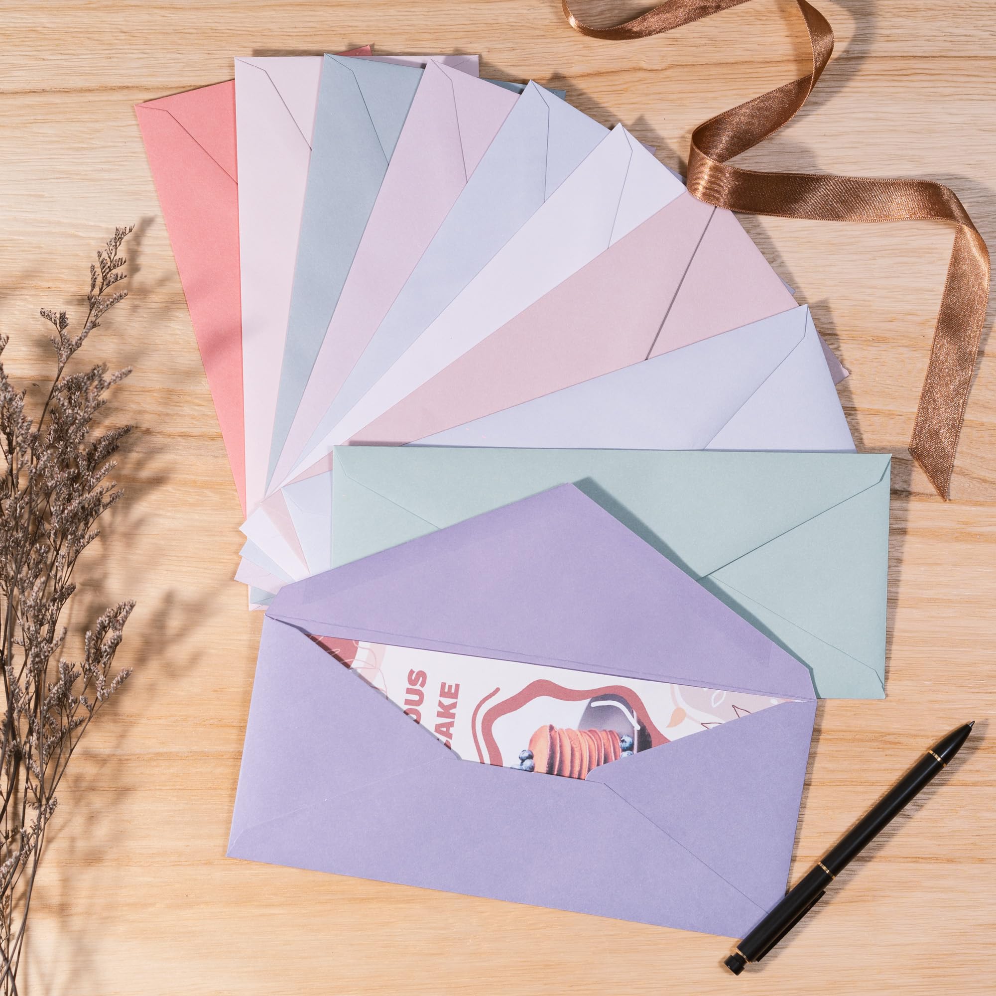 Lot de 100 enveloppes professionnelles #10, 11,4 x 24,9 cm, 10 couleurs pastel