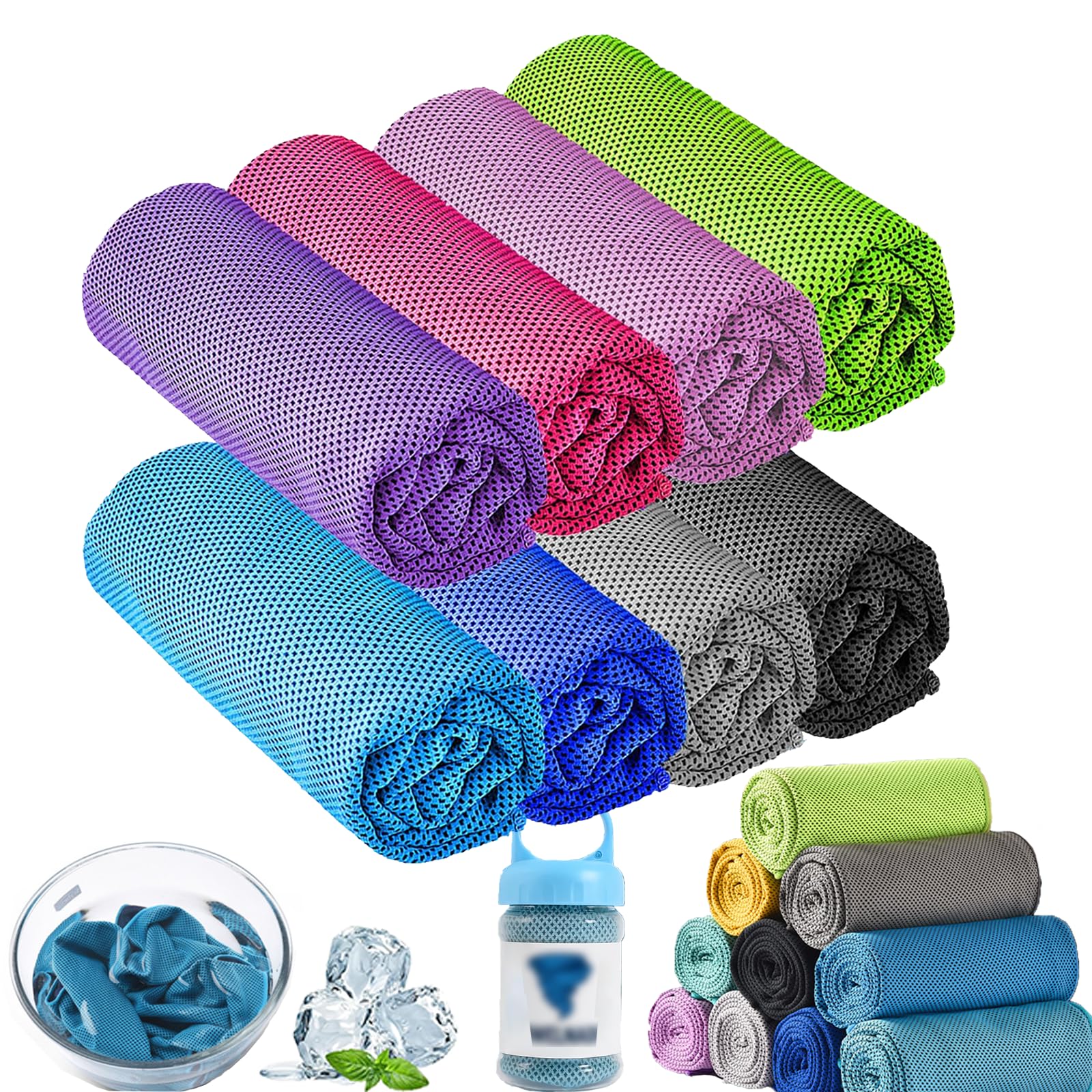Kühlendes Mikrofaser-nackenhandtuch, Weich, Atmungsaktiv, Schnelltrocknend, Hält Kühl, Ideal Für Heißes Wetter, Yoga, Golf, Fitnessstudio, Laufen, Outdoor-Sportarten, 8 Pcs M