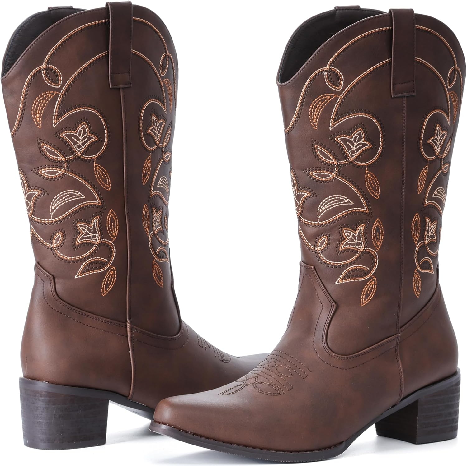 IXU Cowboy Boots For Women Wide Calf Pointy Toe Cowgirl Mid Calf... - Picture 42 of 55