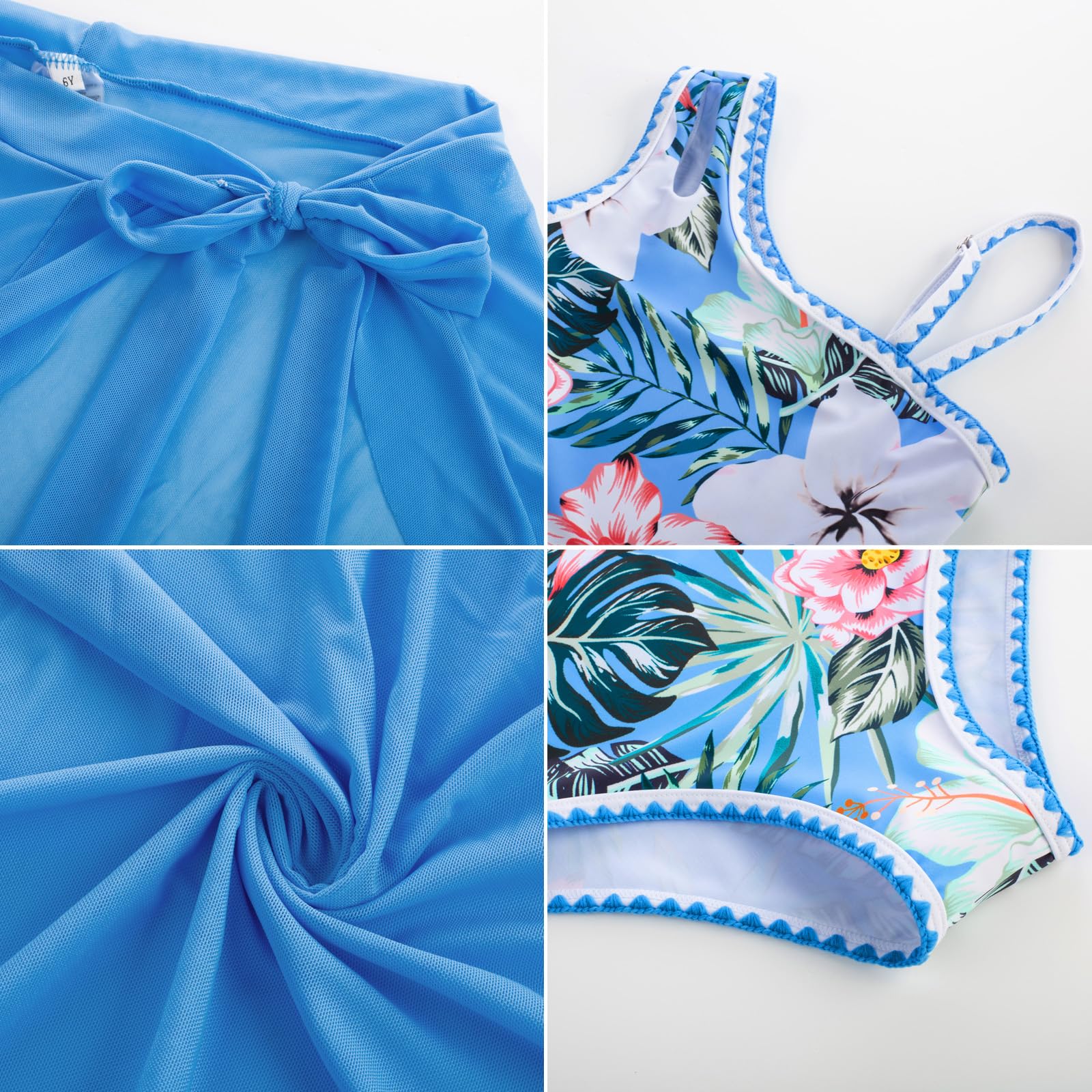 GRACE KARIN Traje de baño de una pieza para niñas, traje de baño con falda de malla para cubrir la playa en la piscina
