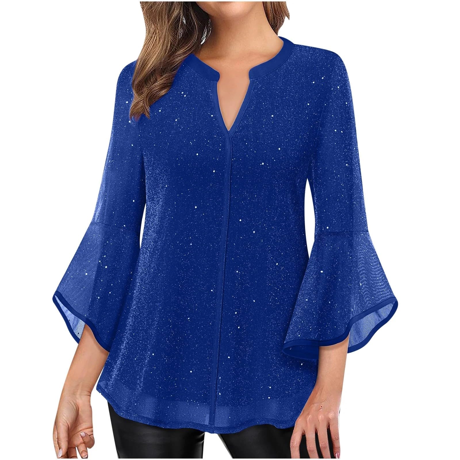 T Shirt Manche Longue Femme Femmes Chemises À Paillettes, Décontractées, Coupe Ample, Hauts Superposés Chemisier Blanc Chic Et Élégant Haut Chemise Pull Creme Christmas Sweat Shirts
