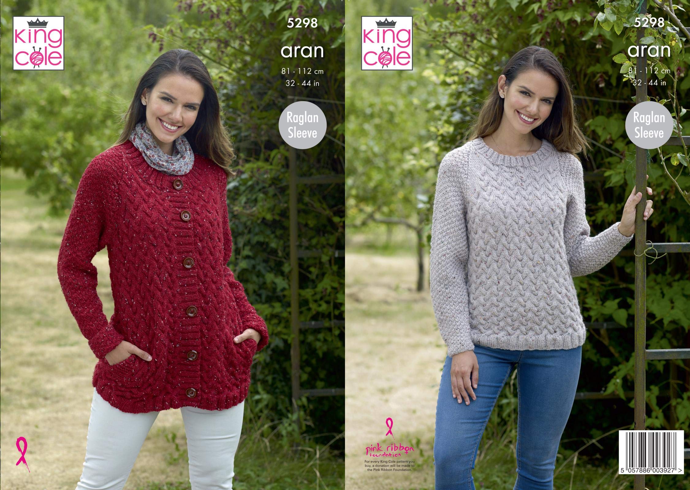 King Cole 5298 Knitting Pattern Womens Jacket/Cardigan and Sweater in Big Value Aran