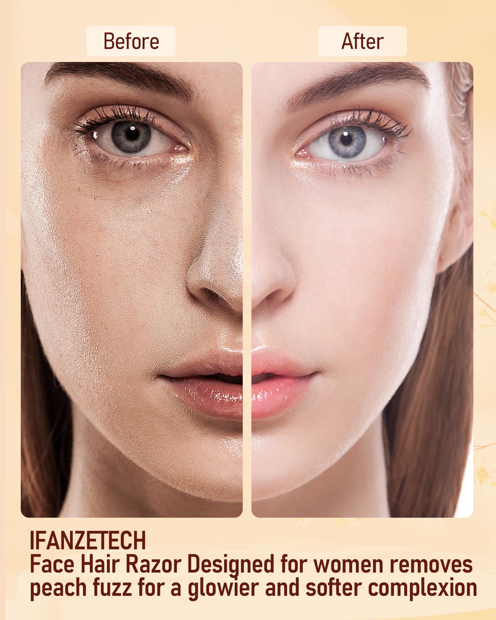 Rasuradora Facial Mujer recortadora de cejas electrica: iFANZETECH Rasuradora Facial Electrica Eliminar el Vello sin Dolor con Luz Smartlight Labio Superior, Barbilla, Mejillas y Cejas Regalo Mujer — view 7
